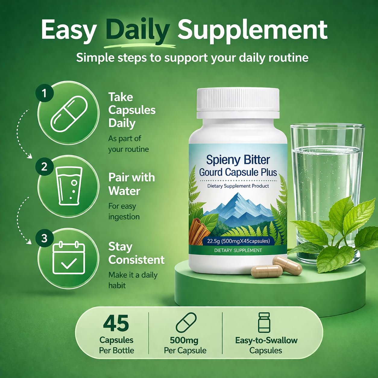QOCORE Spiny Bitter Gourd Capsule Plus, 45 Capsules