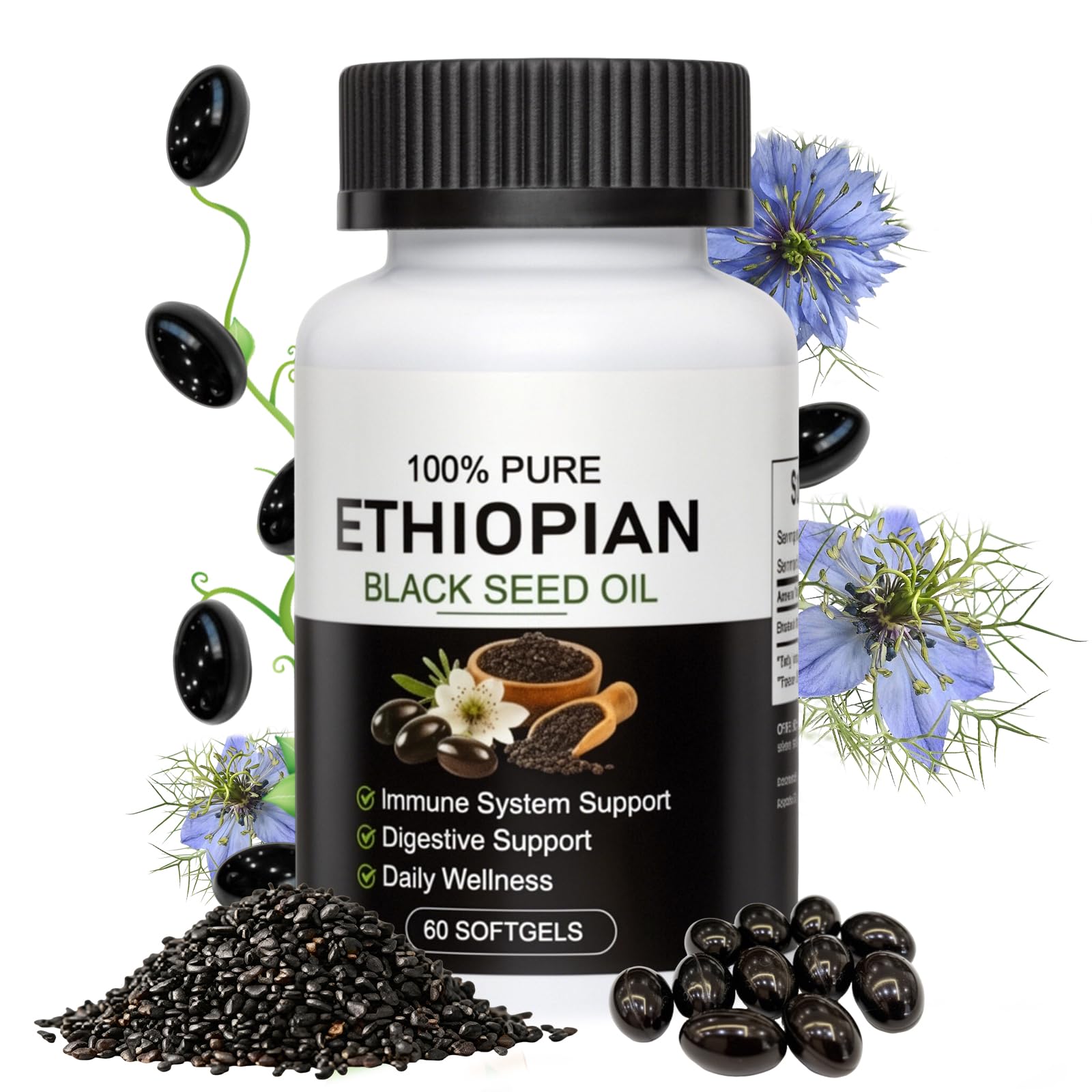 Aaenouicfs Ethiopian Black Seed Oil Softgels, 60 Capsules