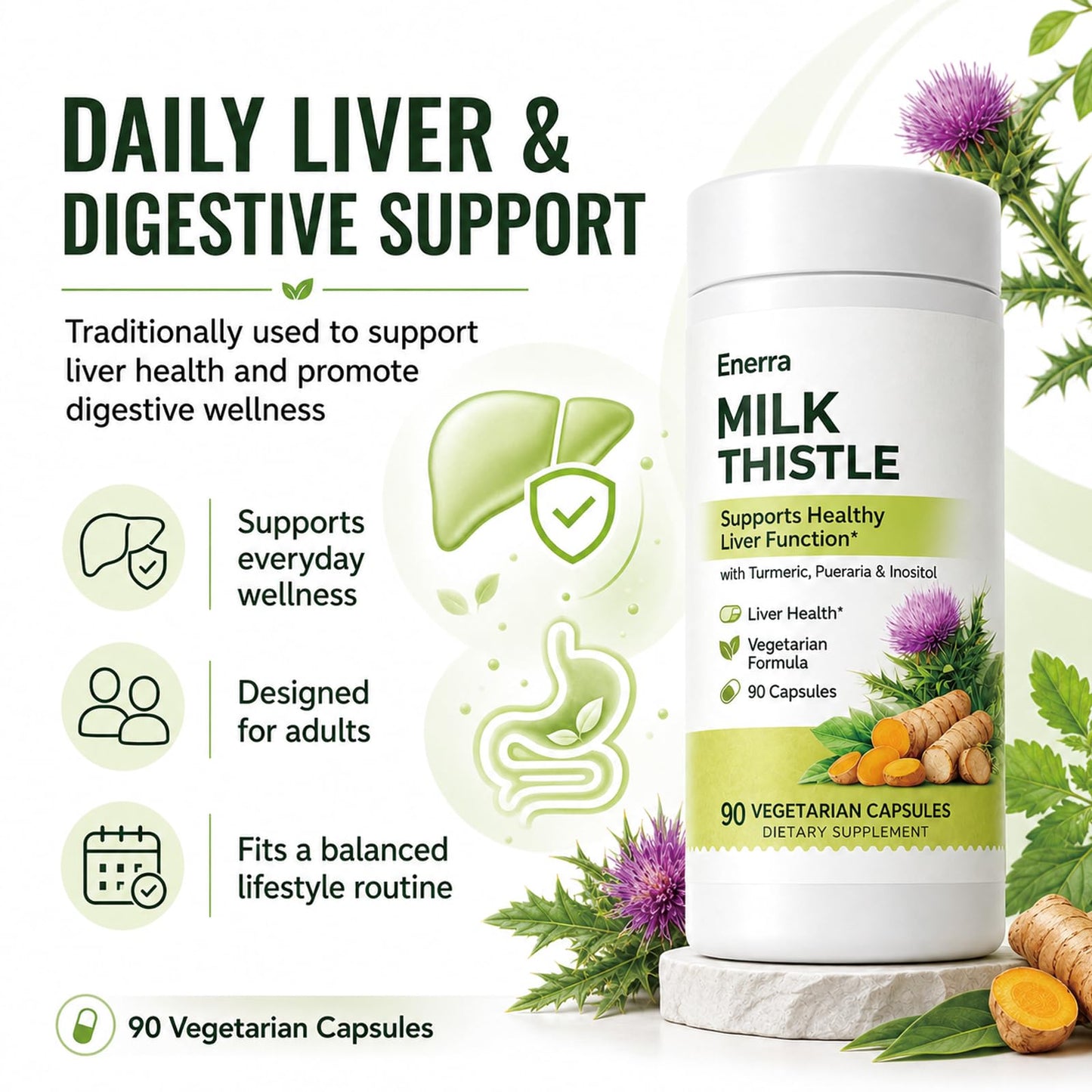 Organtics Enerra Milk Thistle Capsule, 90 Count