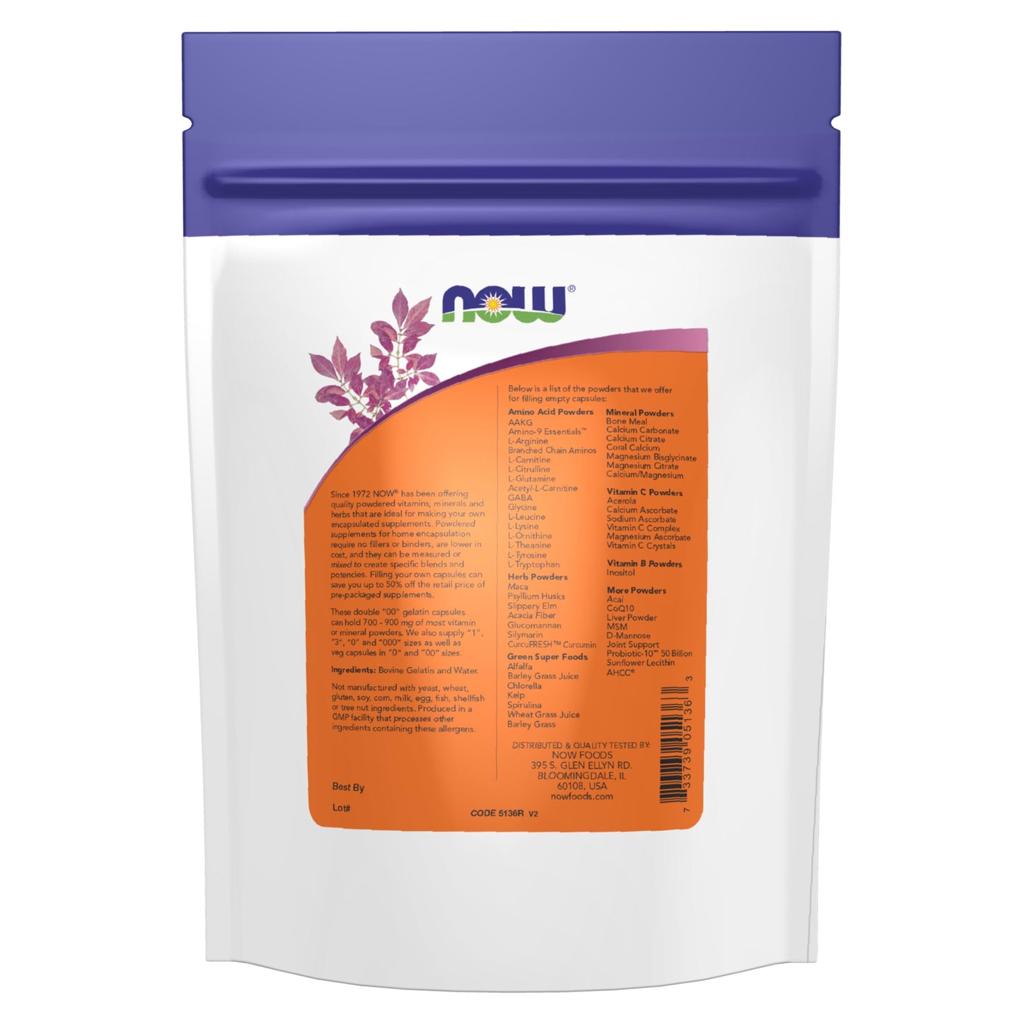 NOW Foods Supplements, Empty Gelatin Capsules Double 00, Bovine Sourced, Filled by Weight, 250 Capsules
