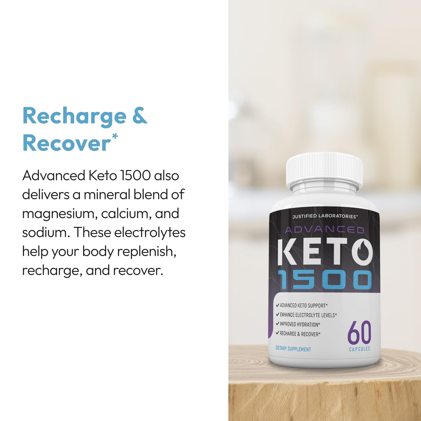 Justified Laboratories Advanced Keto 1500 Capsules, 180 Count
