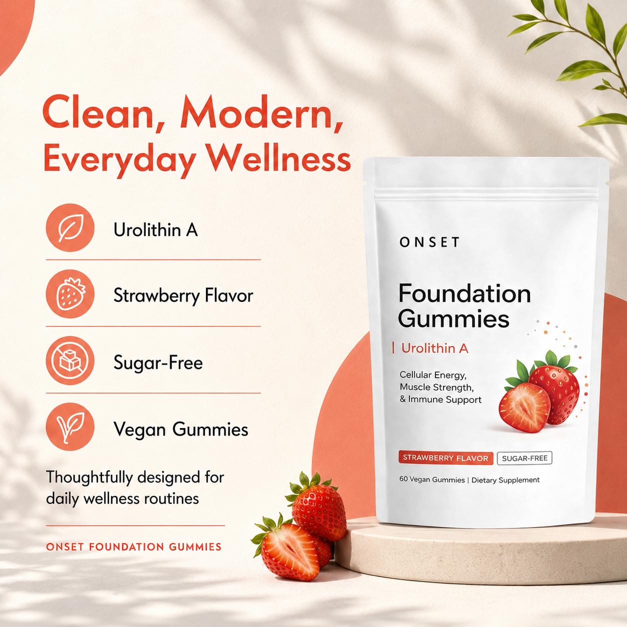 ONSET Foundation Gummies, Urolithin A Gummies, 60 Count