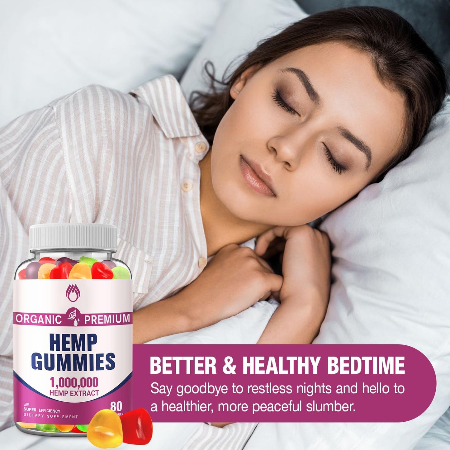 MSLOTAL Hemp Seed Gummies with Hemp Extract, Omega-3-6-9, Vegan, Non-GMO, 80 Gummies