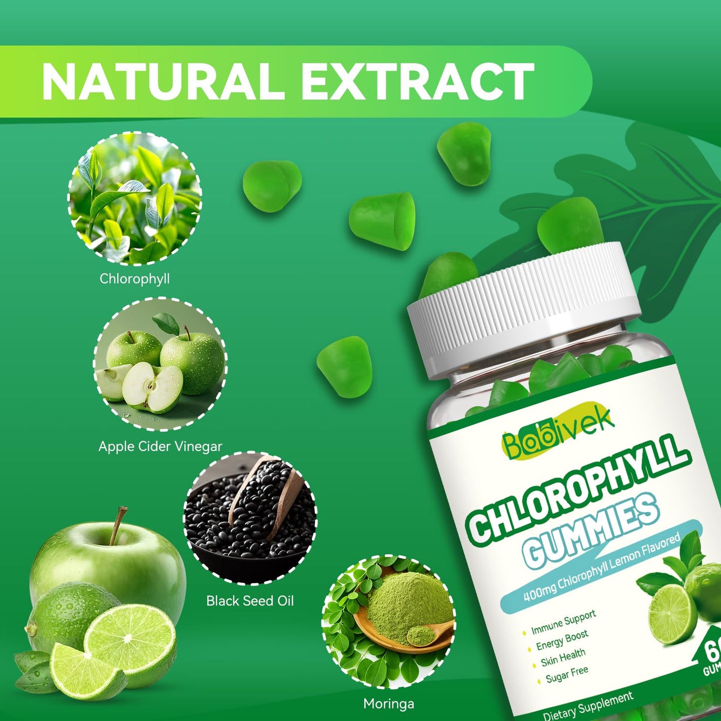 Babivek Chlorophyll Gummies 60 Count