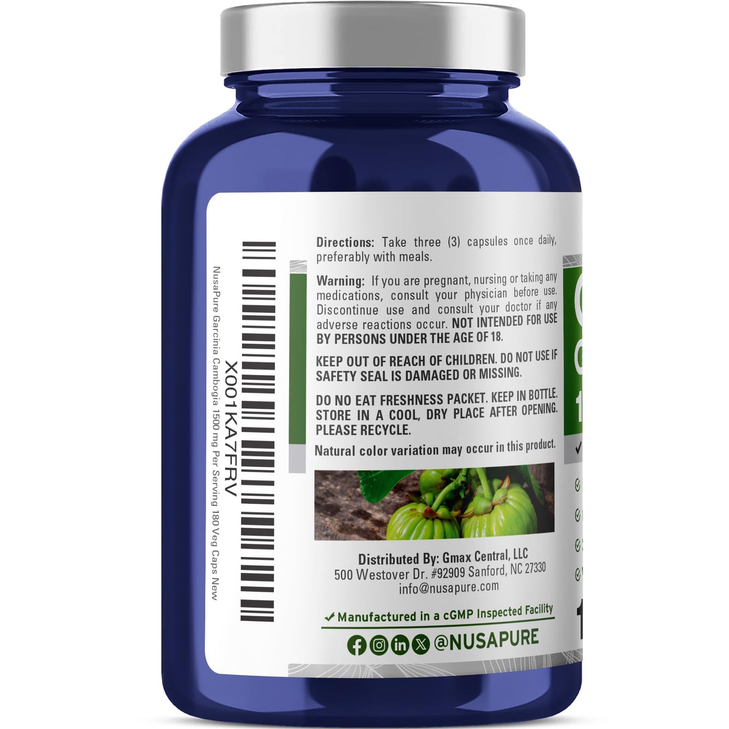 NusaPure Garcinia Cambogia 1500mg Capsules 180