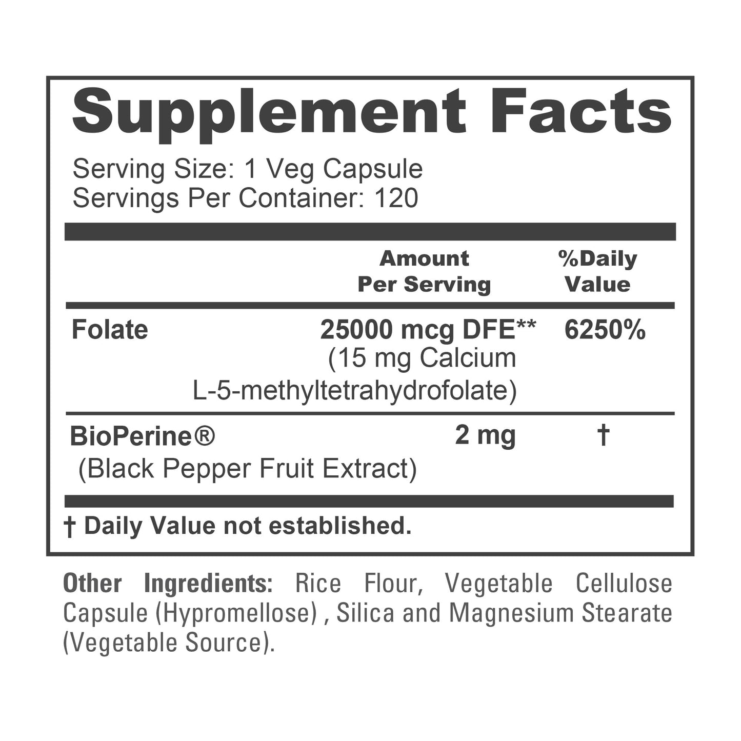 NusaPure L-Methylfolate 15mg Capsules, 120 Count
