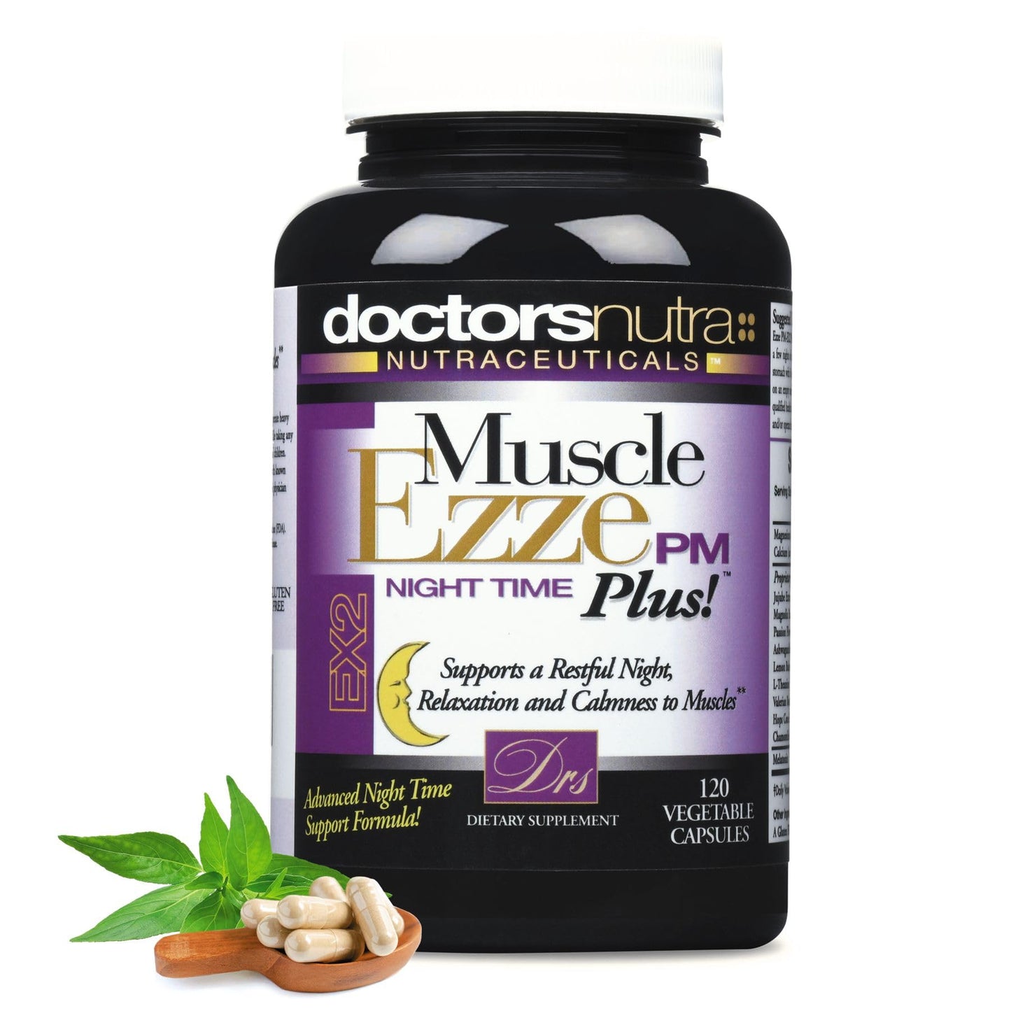 Doctors Nutra Nutraceuticals Muscle Ezze PM Plus 3,000mg Relaxant with Magnesium Glycinate Gluten Free, 120 Capsules