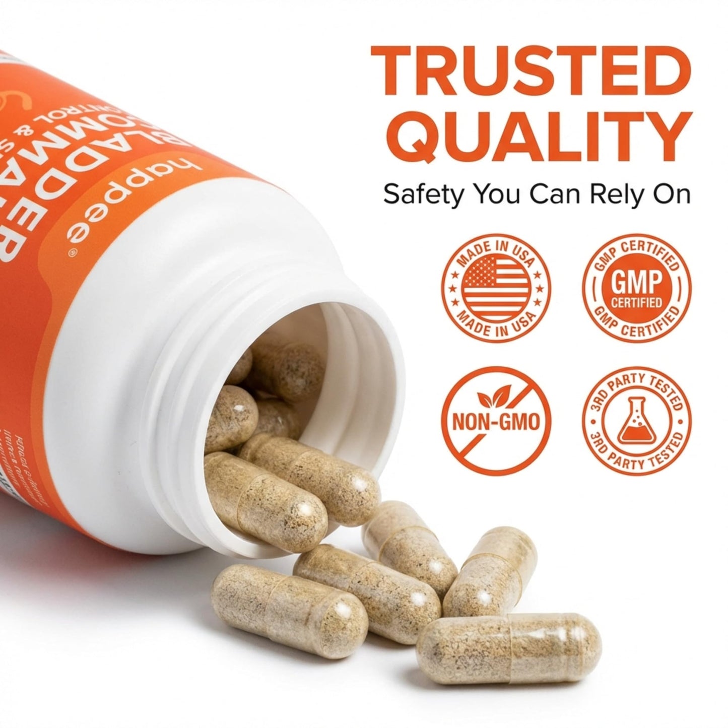 Happee Bladder Control Supplement for Women & Men Capsules 120 Count