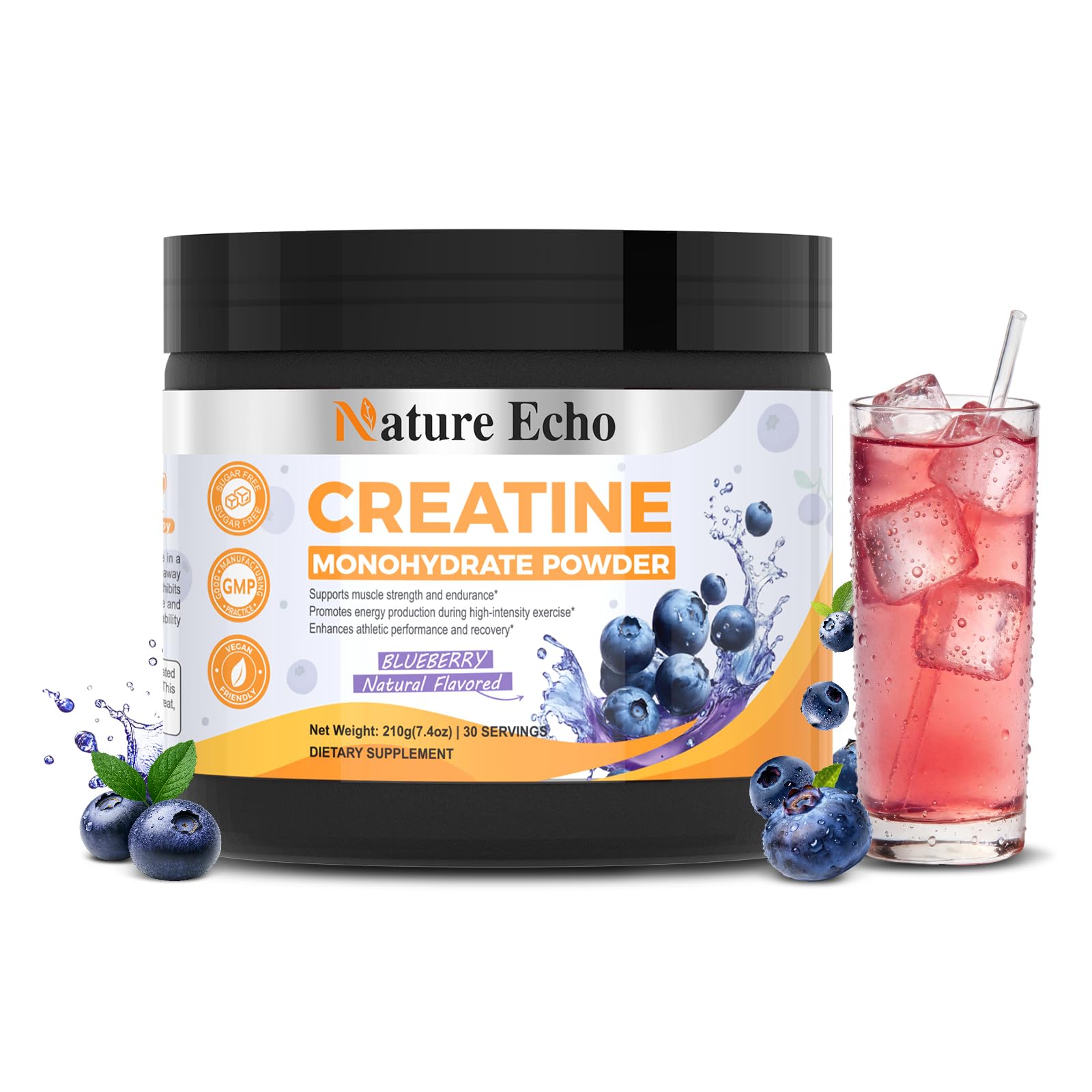 Nature Echo Creatine Monohydrate Powder 7.4 Ounce
