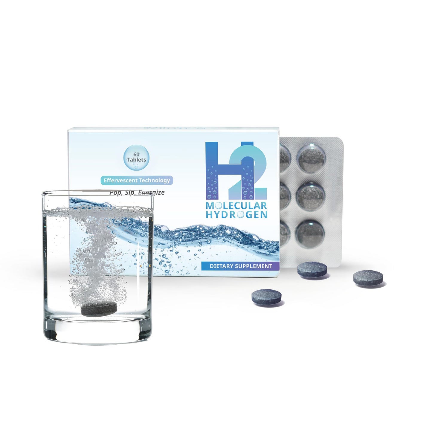WELLNESS EXTRACT H2 Molecular Hydrogen Water Tablets with Magnesium – 12 PPM Effervescent Hydrogen Tablets for Drinking Water, Supports Hydration, Energy & Metabolism, Unflavored, 60 Tablets