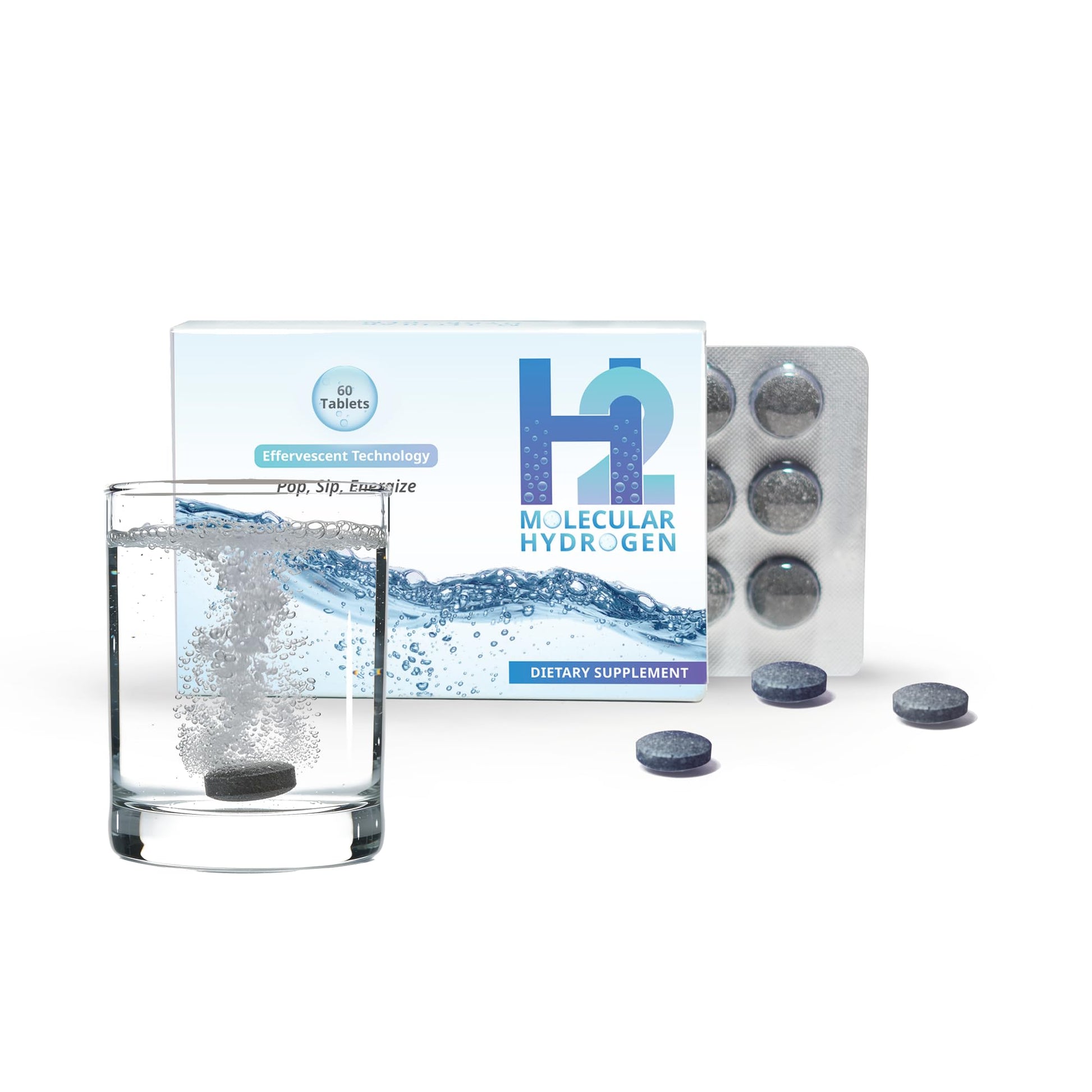 WELLNESS EXTRACT H2 Molecular Hydrogen Water Tablets with Magnesium – 12 PPM Effervescent Hydrogen Tablets for Drinking Water, Supports Hydration, Energy & Metabolism, Unflavored, 60 Tablets