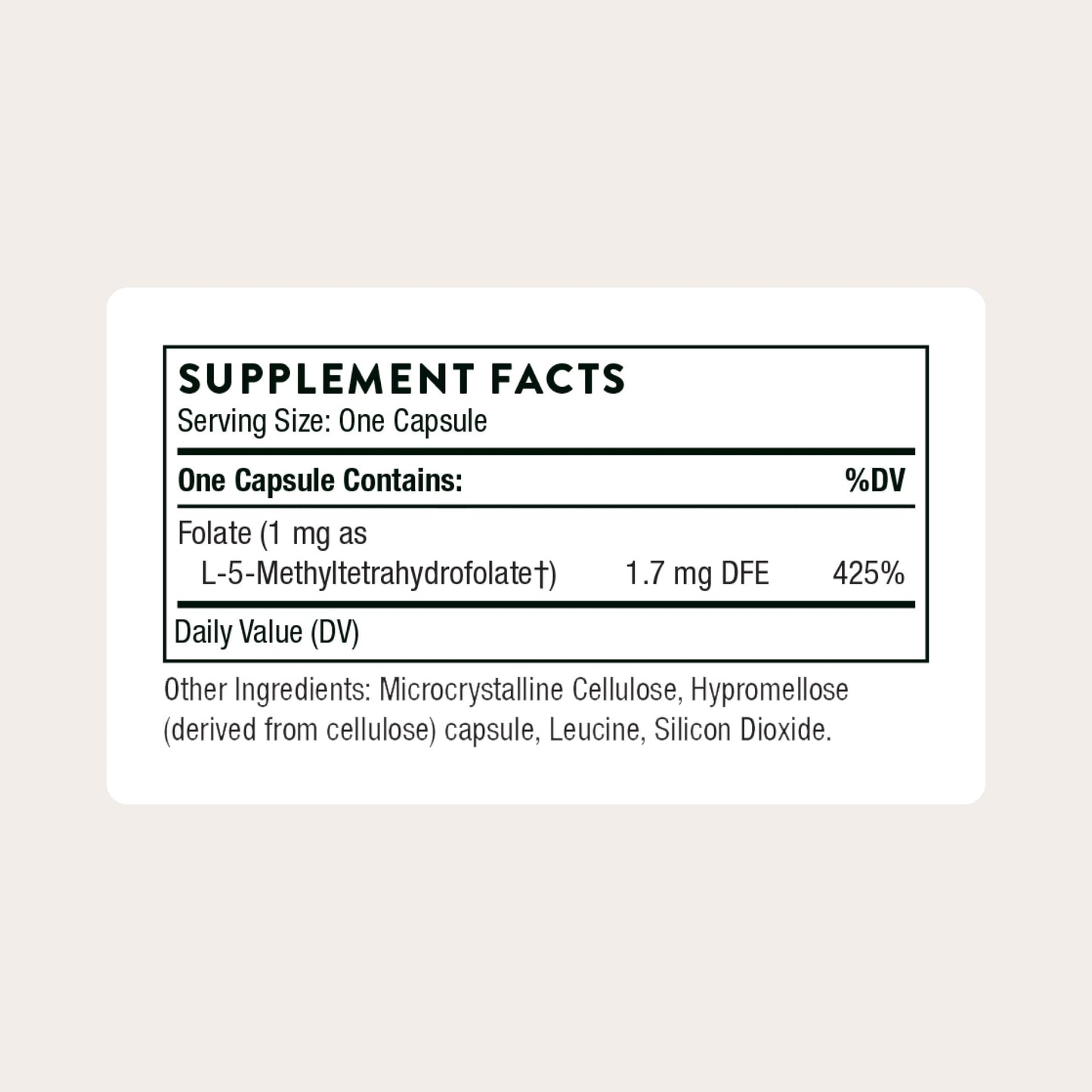 THORNE 5-MTHF Methylfolate (Active B9 Folate) Supplement, 60 Capsules