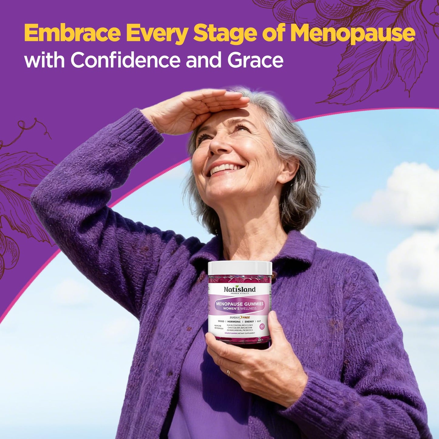 NATISLAND Menopause Supplements for Women Gummies, 60 Count