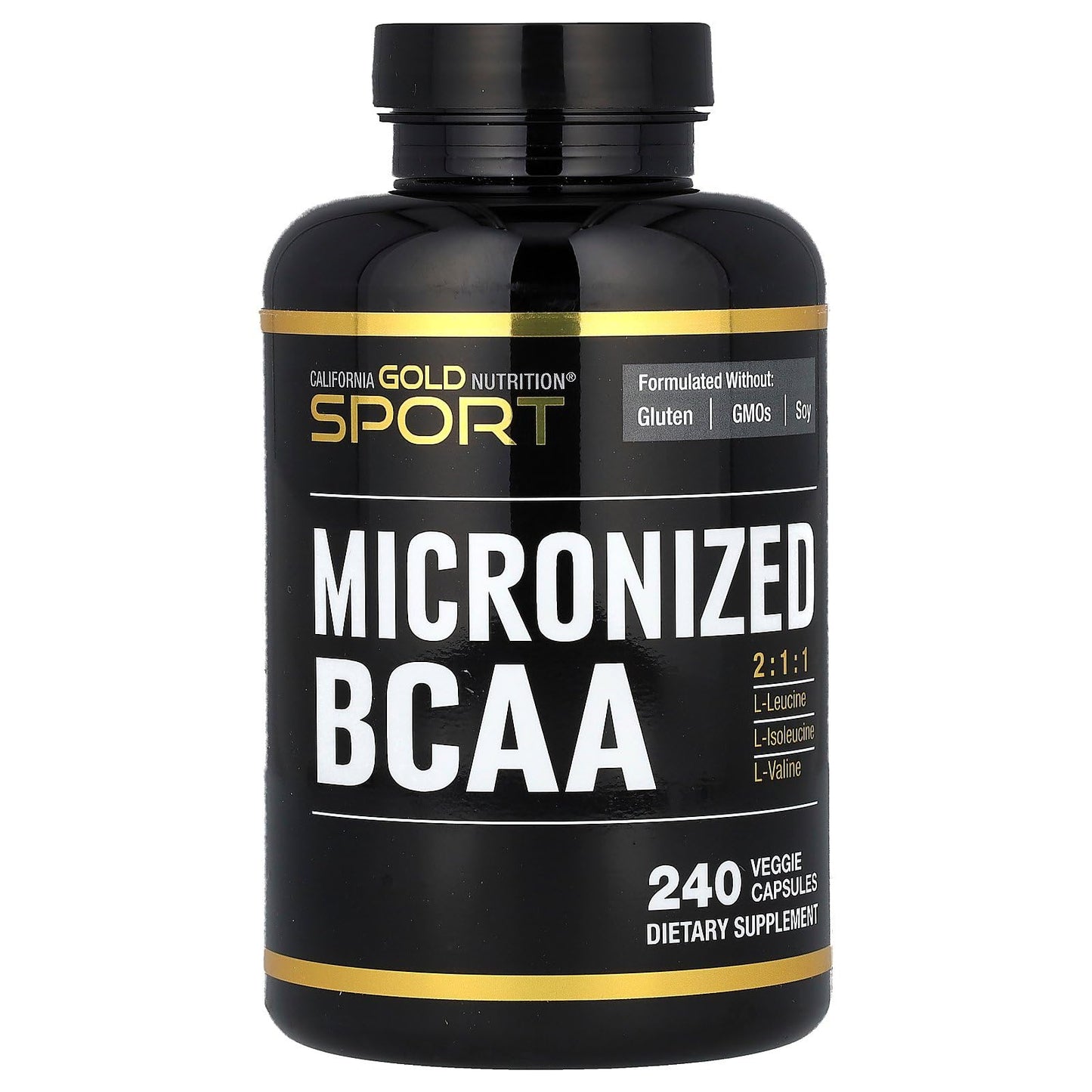 California Gold Nutrition Sport Micronized BCAA Branched Chain Amino Acids, 240 Veggie Capsules