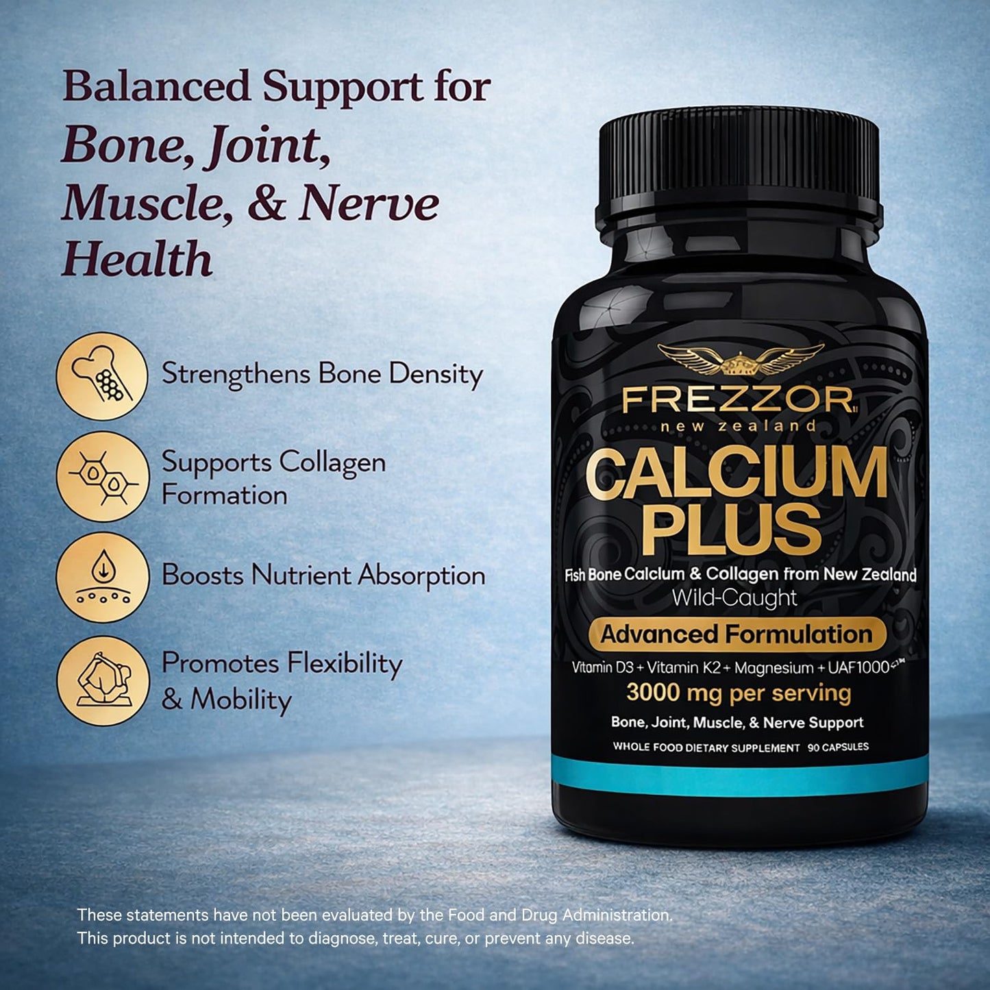 FREZZOR Calcium Plus with UAF1000+ Capsules, 90 Capsules