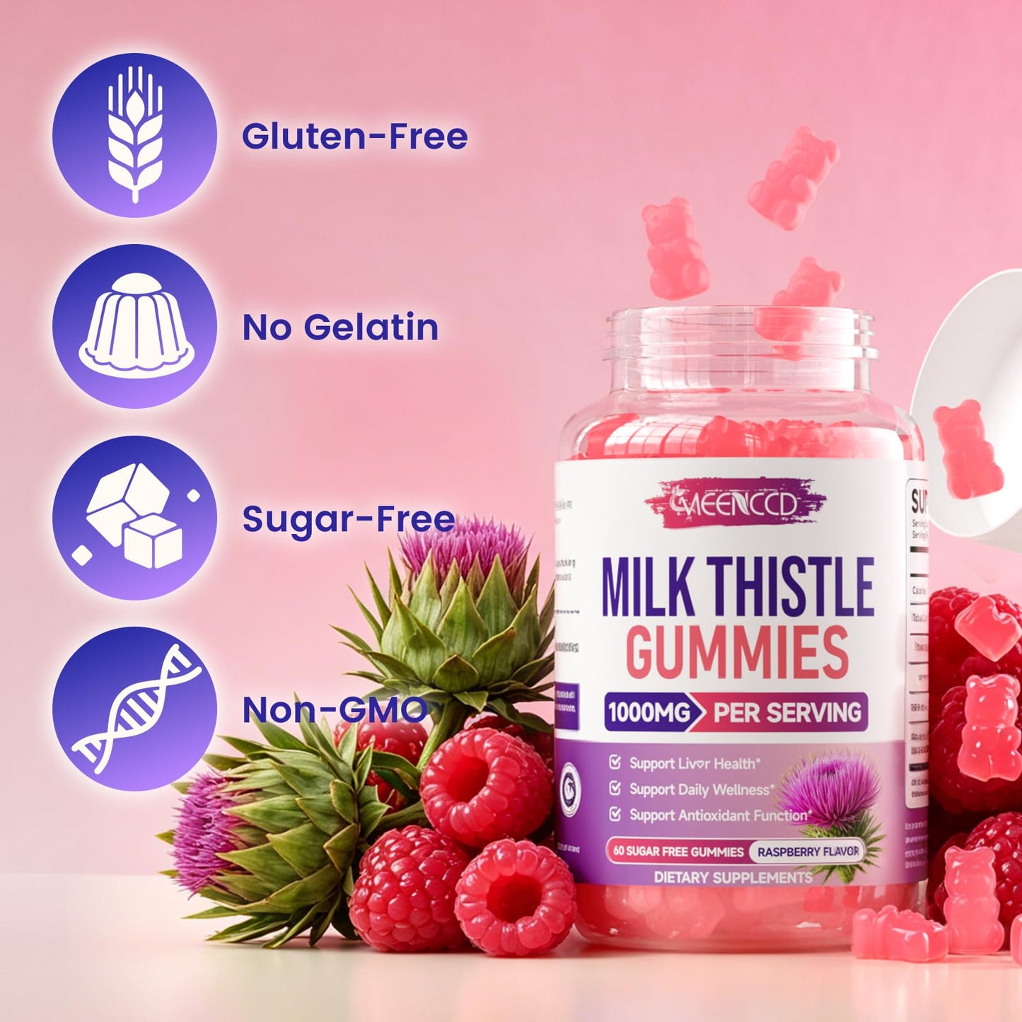MEENCCD Milk Thistle Gummy 60 Count