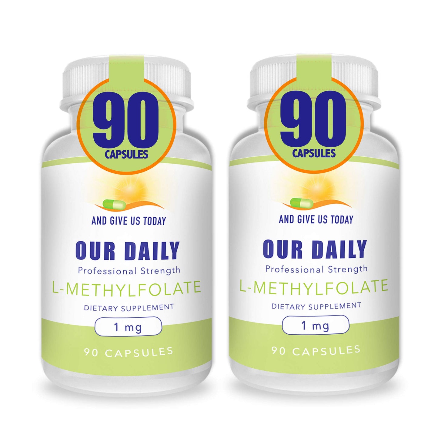 And Give Us Today Our Daily Our Daily Vites L-Methylfolate 1mg / 1000 mcg Maximum Strength Active Folate, 5-MTHF, Filler Free, Gluten Free, Non-GMO Capsules 180 Count