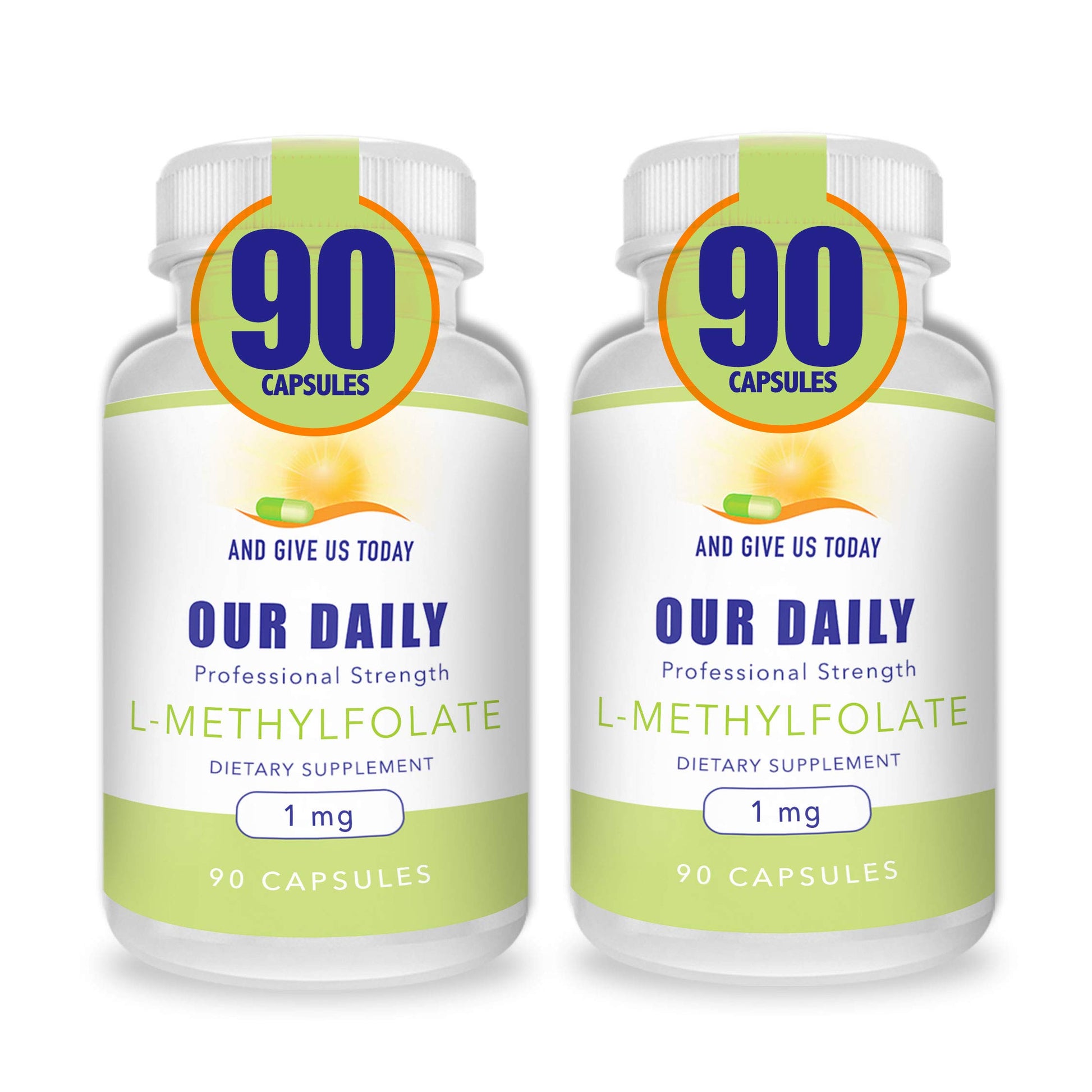 And Give Us Today Our Daily Our Daily Vites L-Methylfolate 1mg / 1000 mcg Maximum Strength Active Folate, 5-MTHF, Filler Free, Gluten Free, Non-GMO Capsules 180 Count