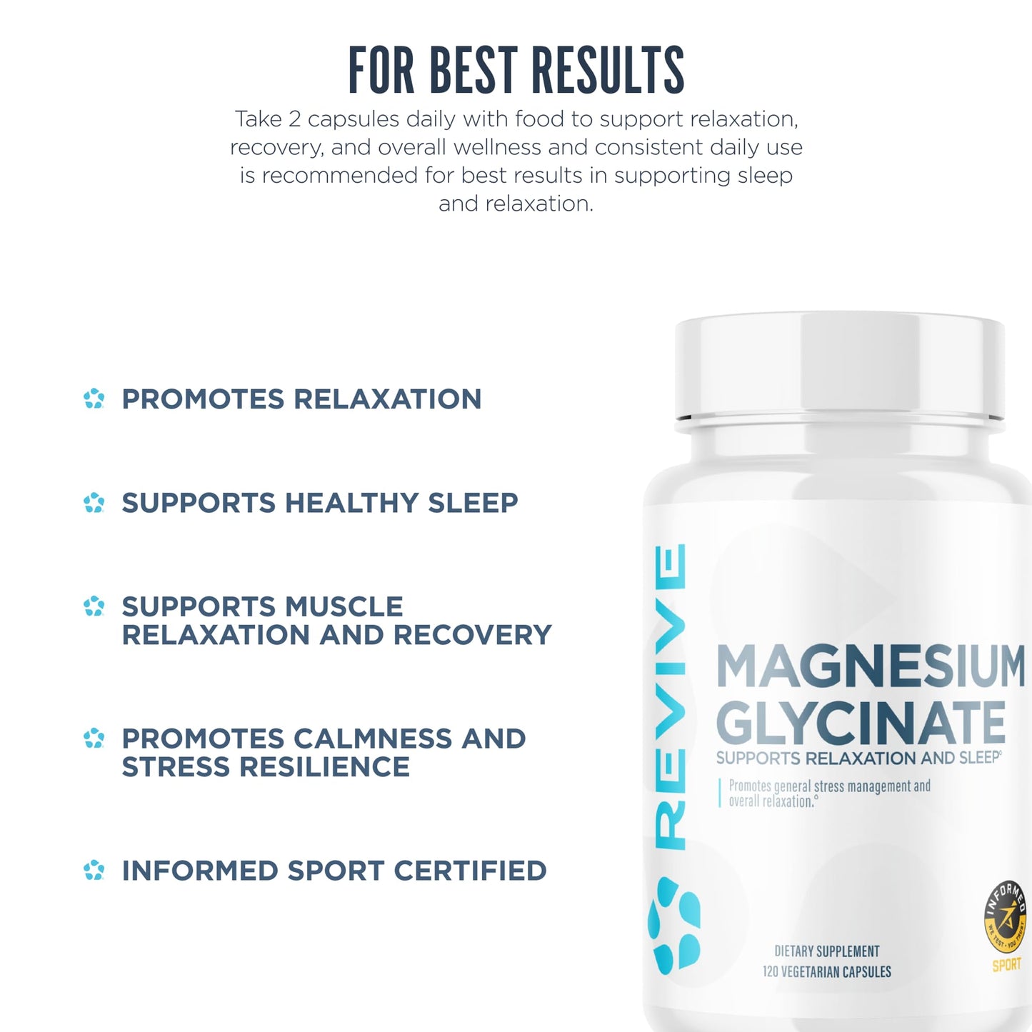 Revive Magnesium Glycinate 200mg Capsules, 180 Capsules