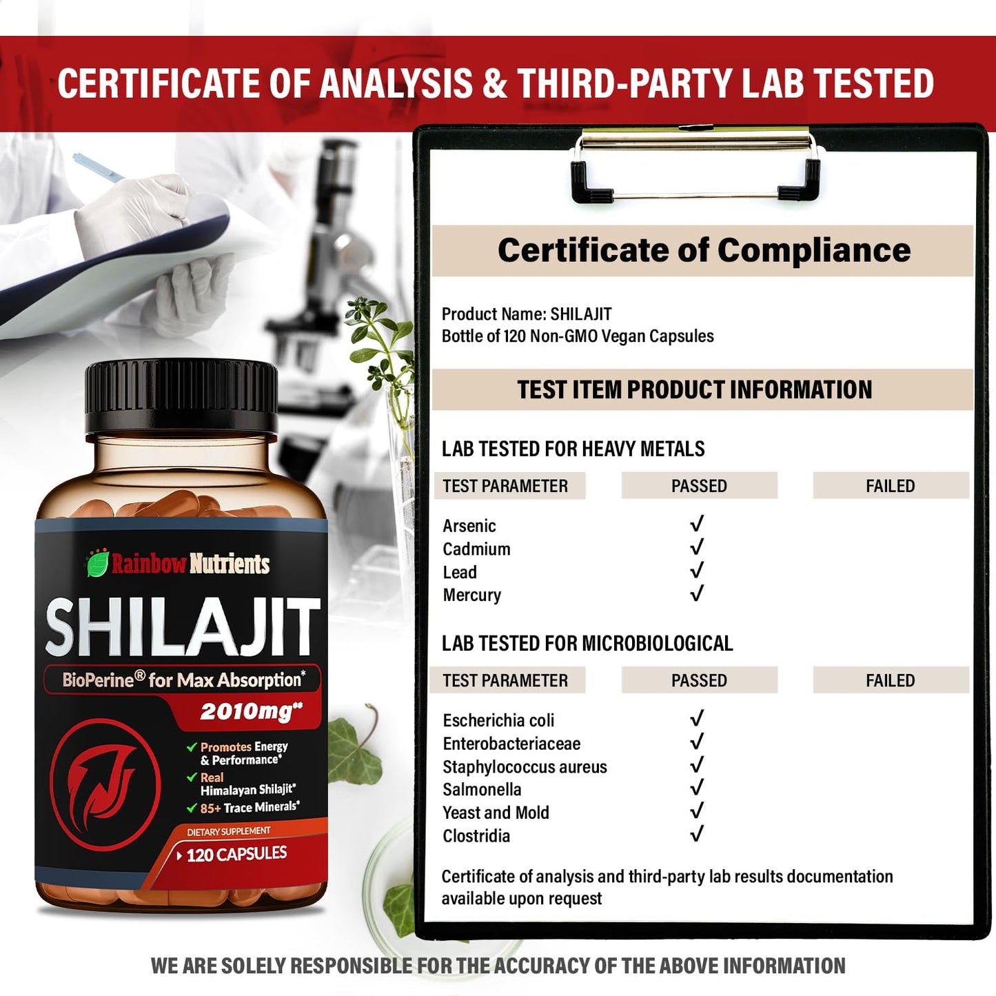 Rainbow Nutrients Pure Himalayan Shilajit Capsules, 120 Count