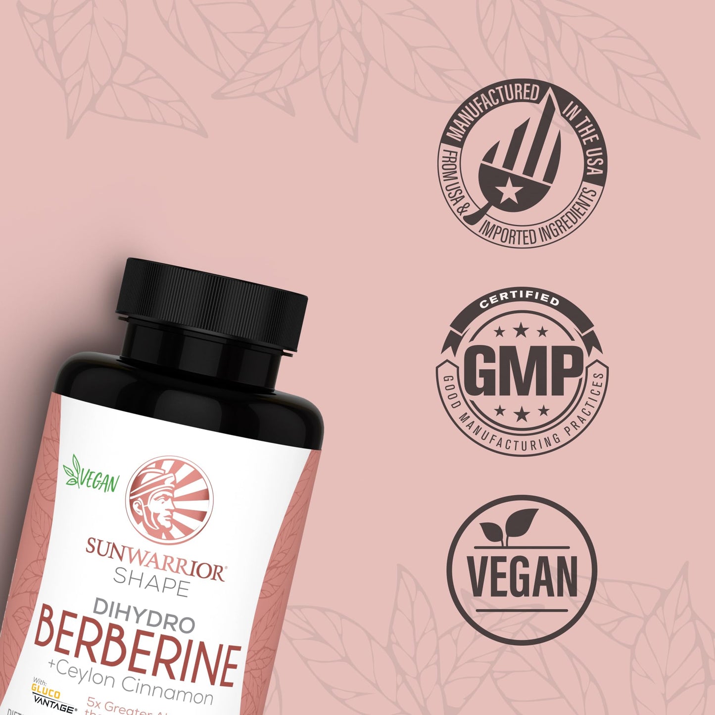 Sunwarrior Berberine Supplement with Ceylon Cinnamon and Dihydroberberine Capsules, 60 Count