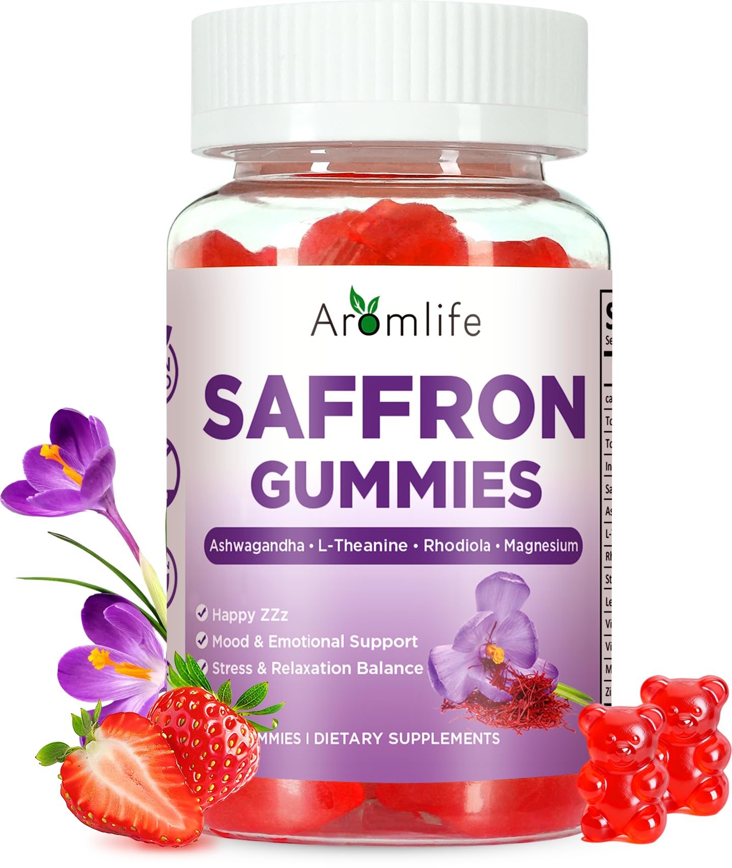 Aromlife Saffron Gummies with Ashwagandha, L-Theanine & Turmeric, 60 Gummies