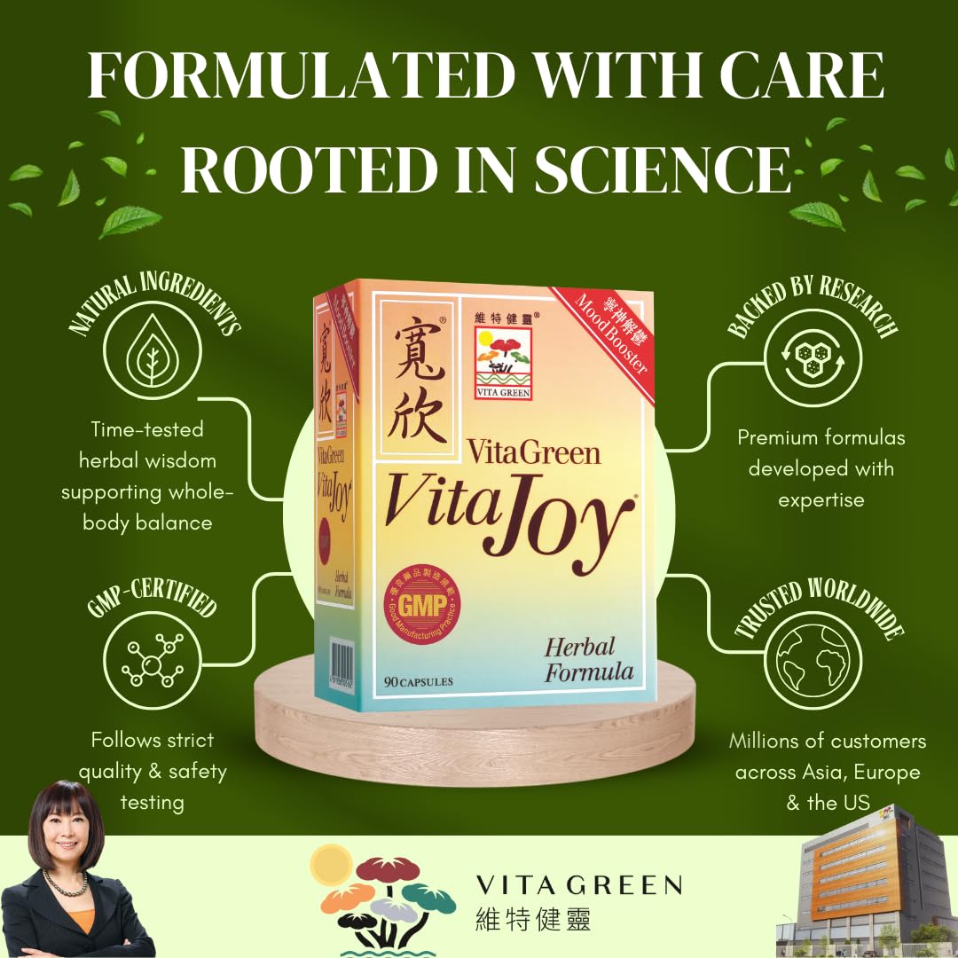 Vita Green Stress Support - Herbal Formula for Calm Capsules, 90 Count