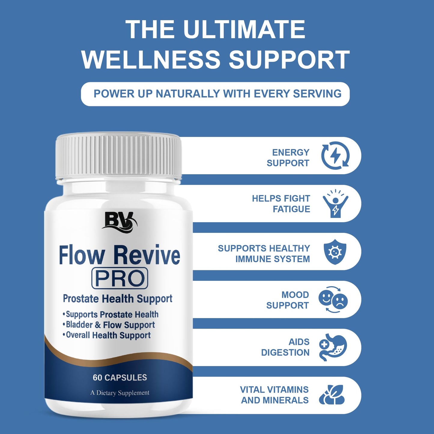 BLUE VIBE Flow Revive Pro Premium Prostate Support, 60 Capsules