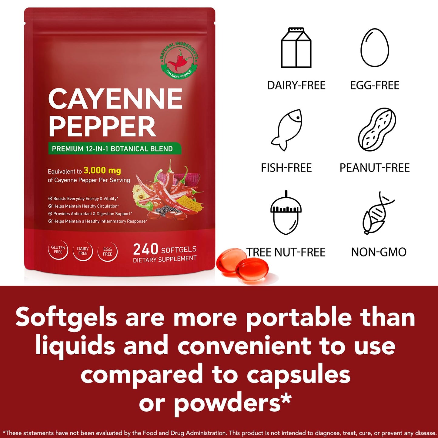 DLOMFVFQ Cayenne Pepper Softgels 240 Softgels