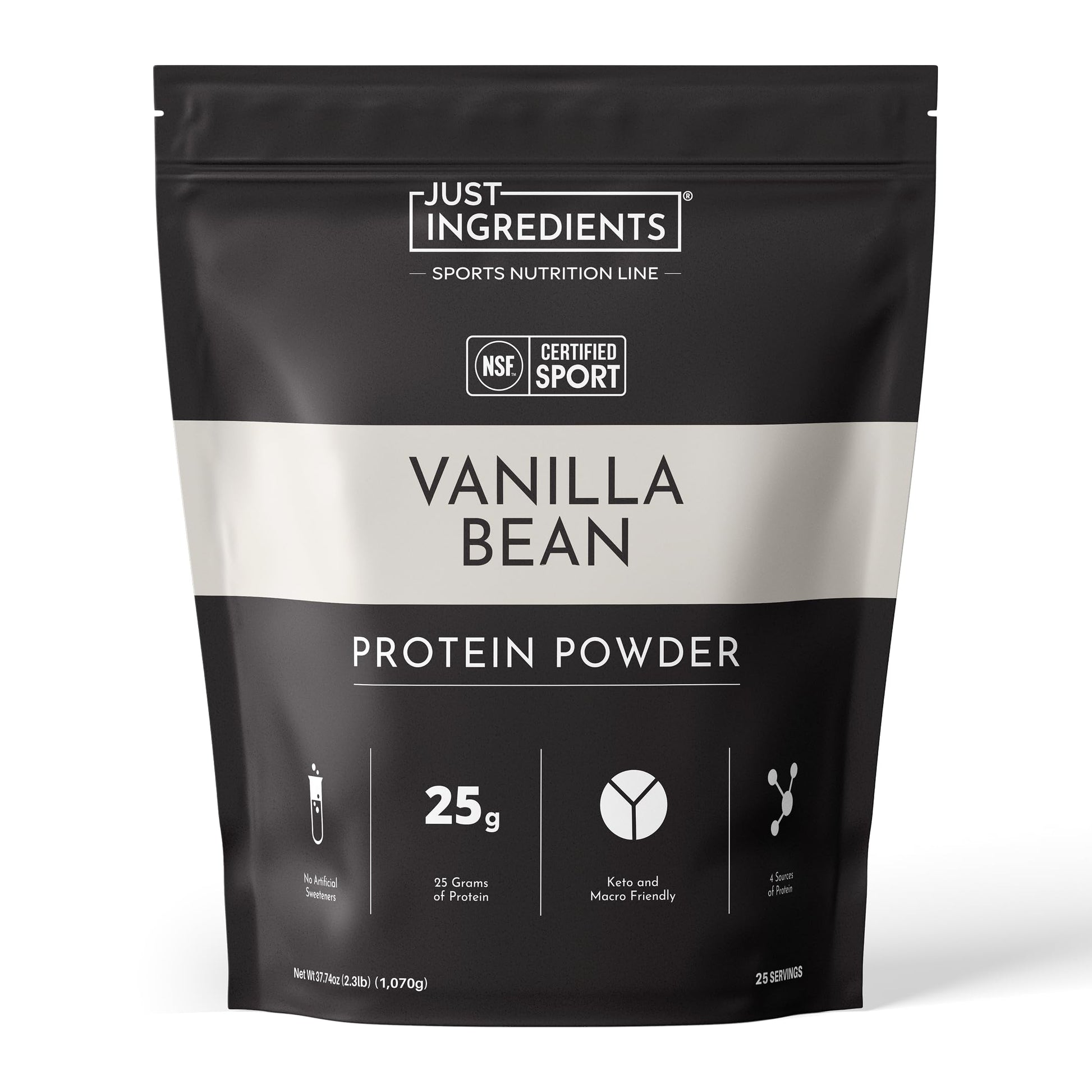 JUST INGREDIENTS Vanilla Bean Protein Powder, 25 Servings