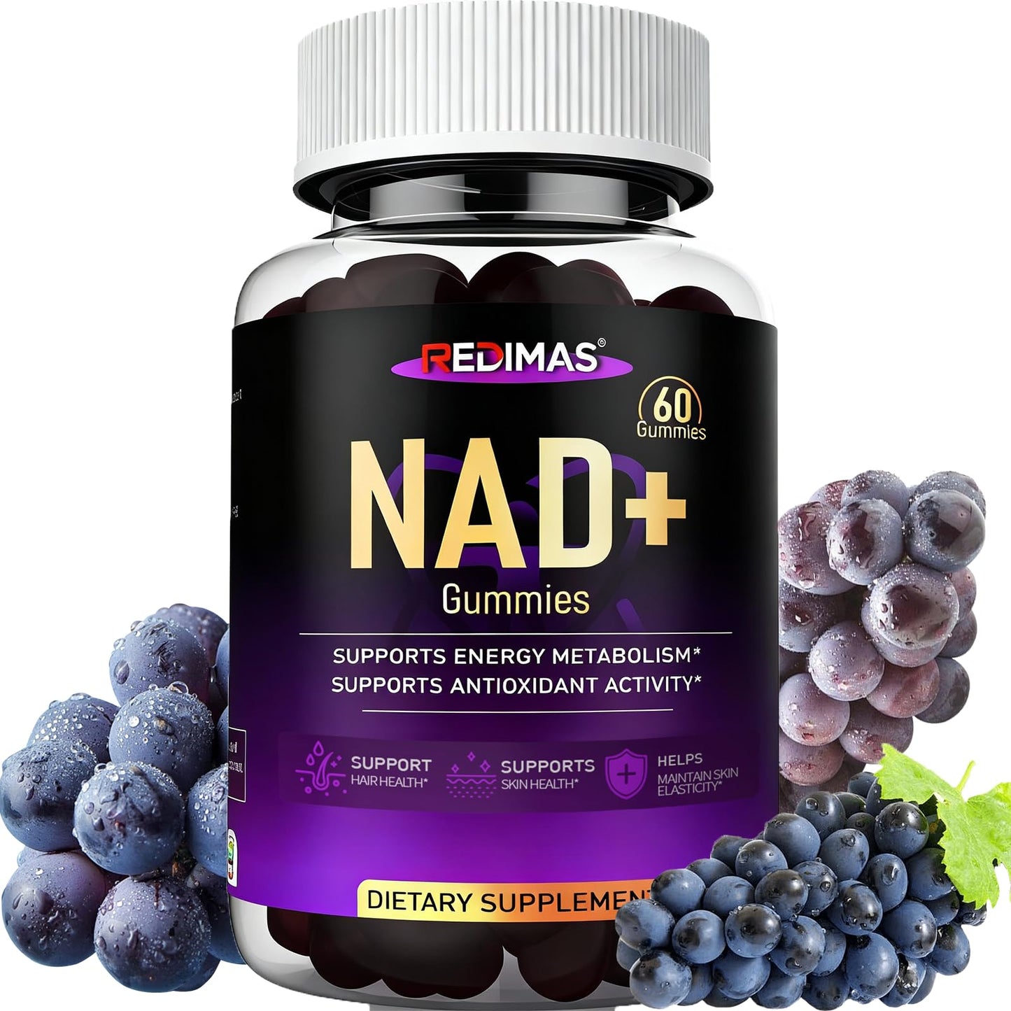 Redimas NAD Collagen Gummies with Resveratrol, 60 Count