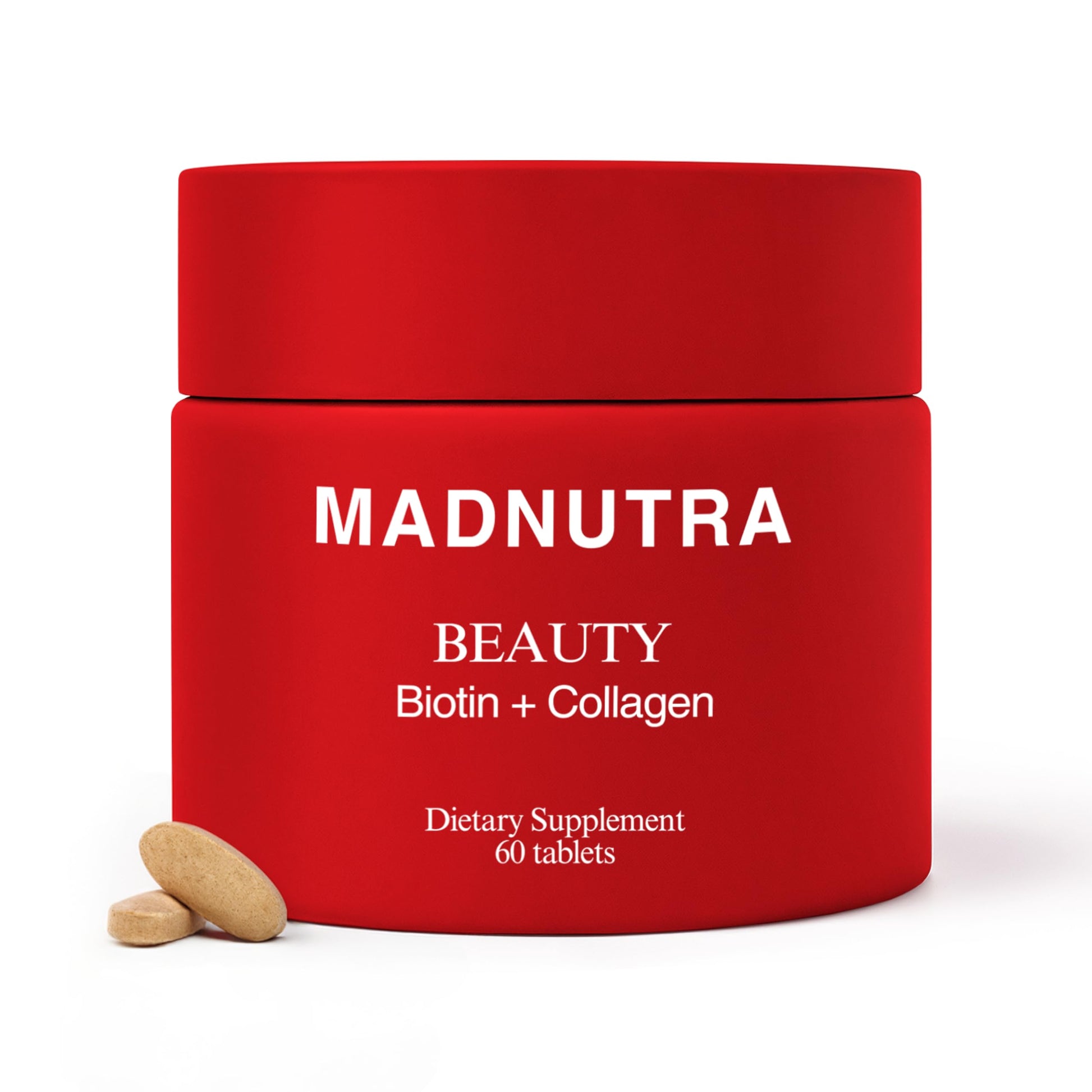 MadNutra Hair Skin Nails Vitamins - Biotin + Collagen Supplement, Vitamin C&E Complex for Healthy Hair Growth, Strong Nails & Glowing Skin - Premium Beauty Support Supplement for Women & Men, 60 Capsules