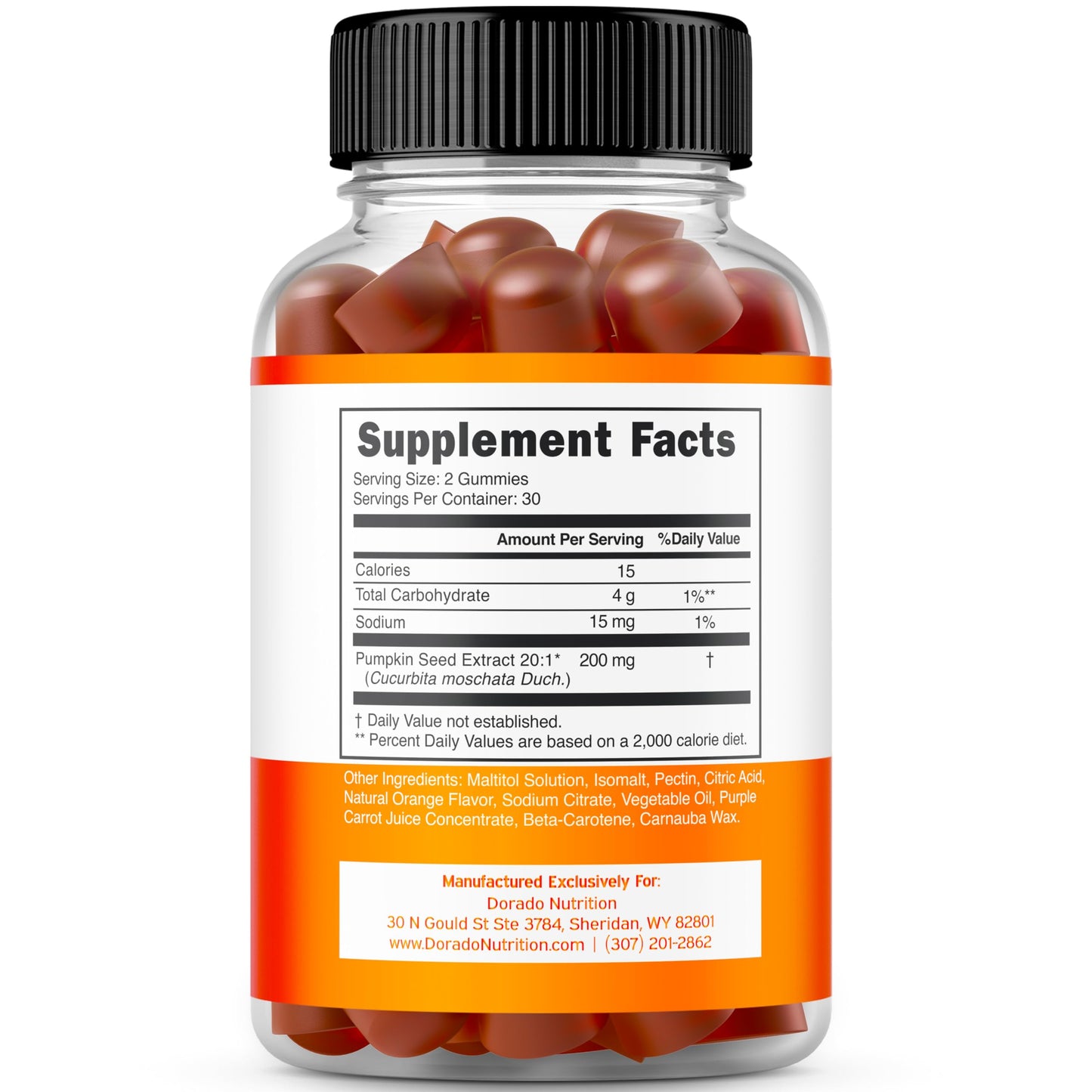 Dorado Nutrition Pumpkin Seed Oil Gummies 4000mg Sugar Free Gummy Supplement with Pumpkin Seed Extract for Adults - Delicious Orange Flavor, Non-GMO, Gluten Free, Vegan Supplement & USA Made 60 Capsules