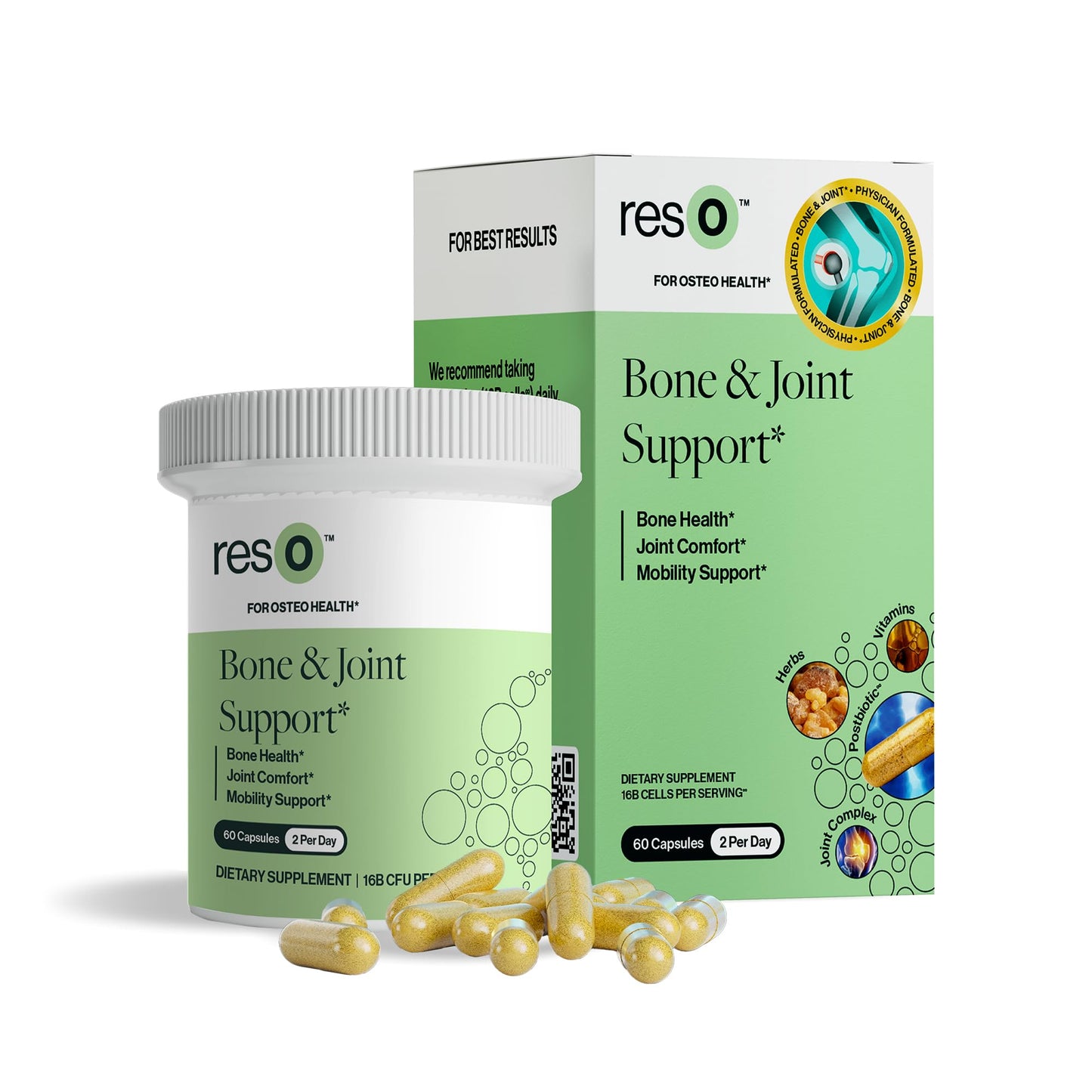 ResBiotic Bone & Joint Postbiotic for Women & Men Capsules, 60 Count