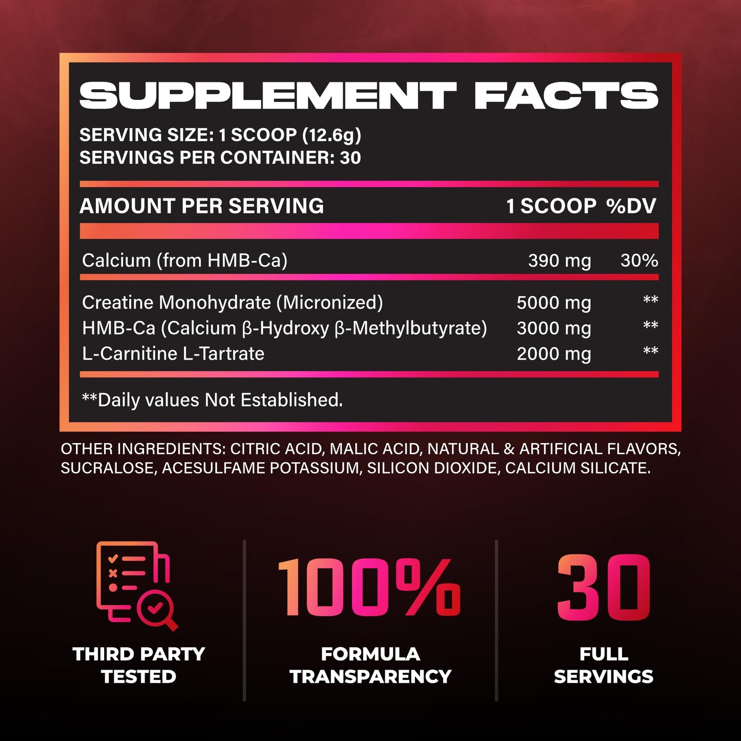 Huge Supplements Creatine HMB + LCLT, 5g Micronized Creatine Monohydrate with 3g HMB & 2g L-Carnitine L-Tartrate for Muscle Growth, Increased Strength, Enhanced Recovery & Improved Performance, Fruit Punch, Powder, 13.3 Ounce