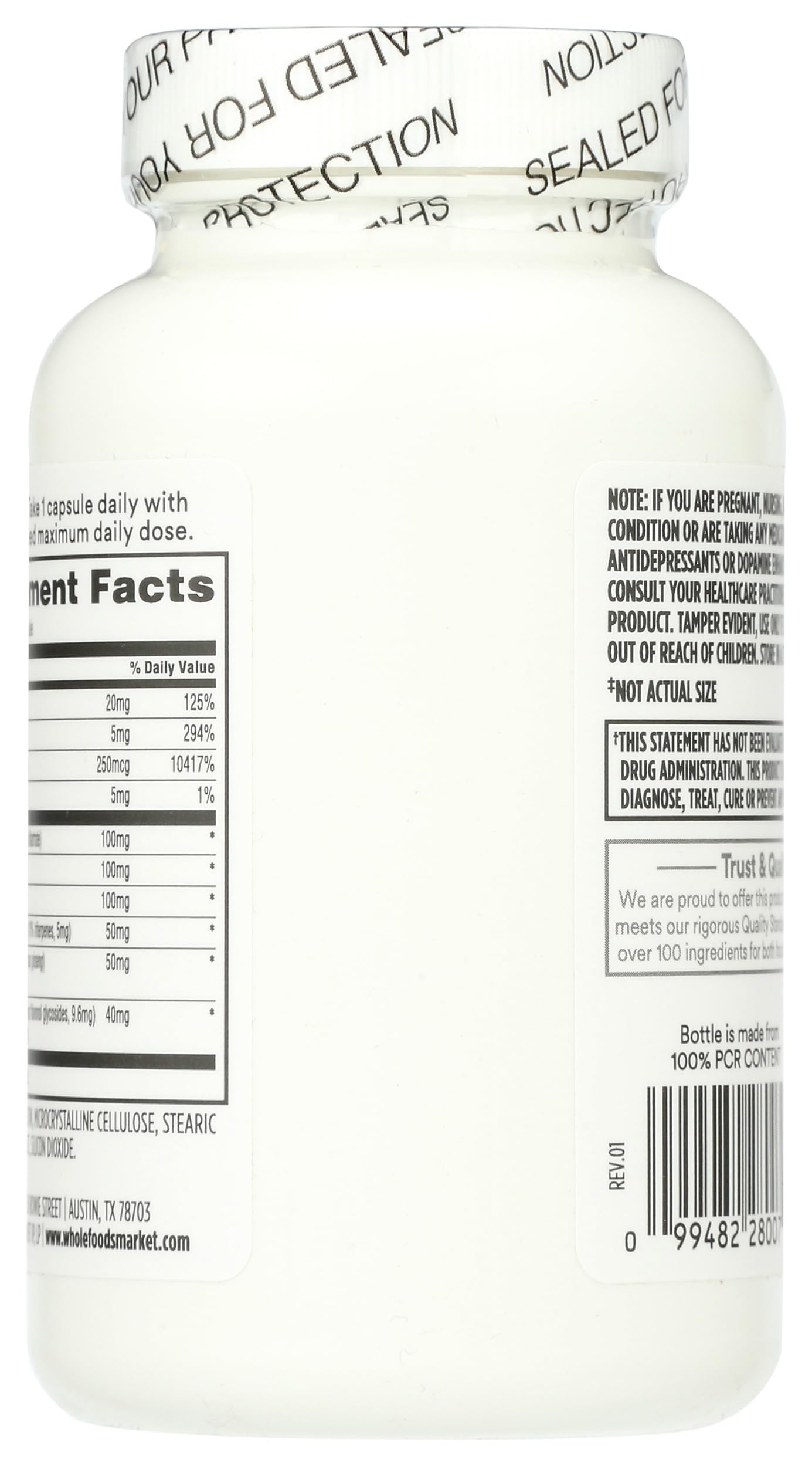 365 by Whole Foods Market Think Smart with B Vitamins, Amino Acids, Ginkgo, Asian Ginseng, Gotu Kola, & Choline Capsules 120