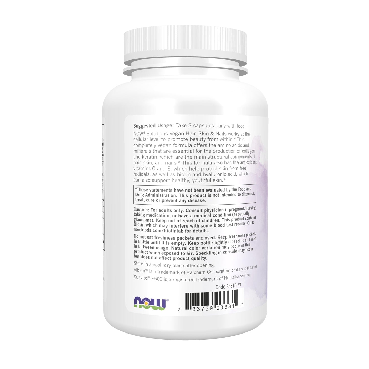 NOW Foods Vegan Hair, Skin & Nails Biotin 5,000 mcg Capsules, 90 Count