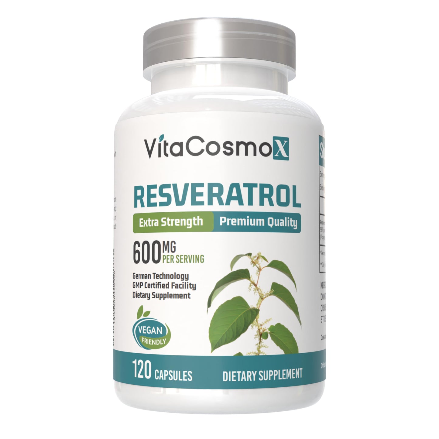 VitaCosmoX Resveratrol Supplements Capsules 120 Count