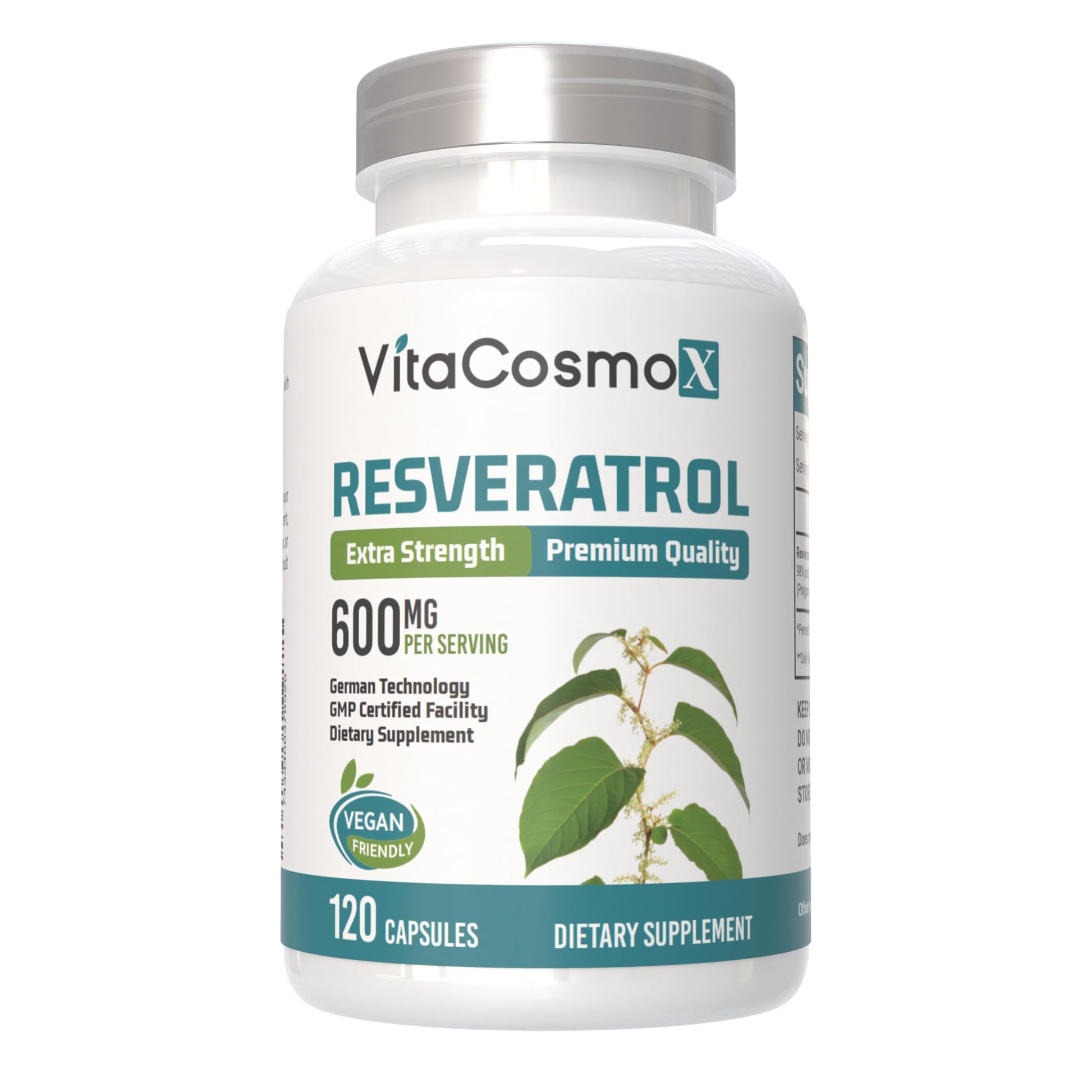 VitaCosmoX Resveratrol Supplements Capsules 120 Count