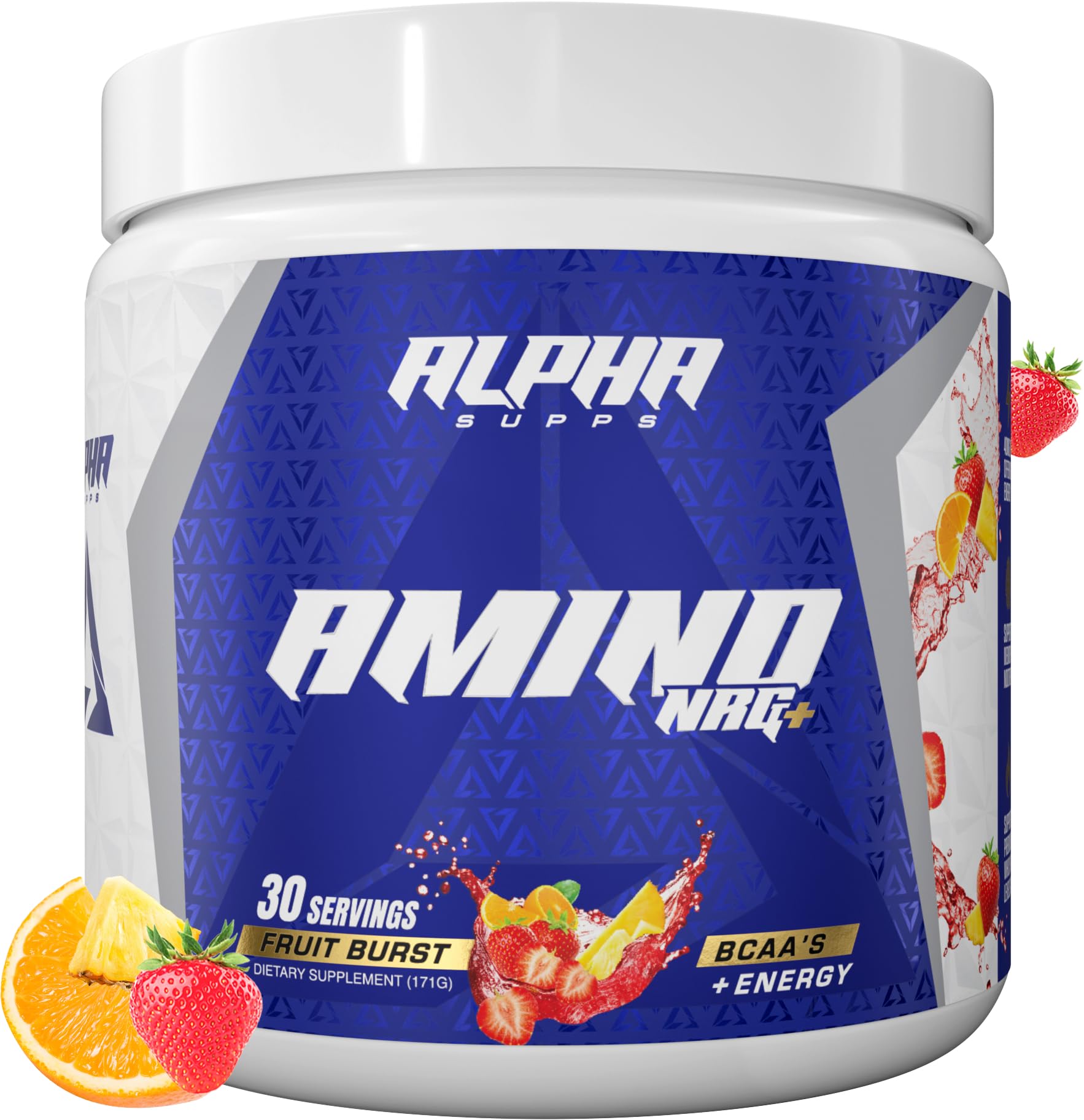 Alpha Supps Amino NRG+ BCAA Amino Energy Recovery Powder Fruit Burst 6 oz
