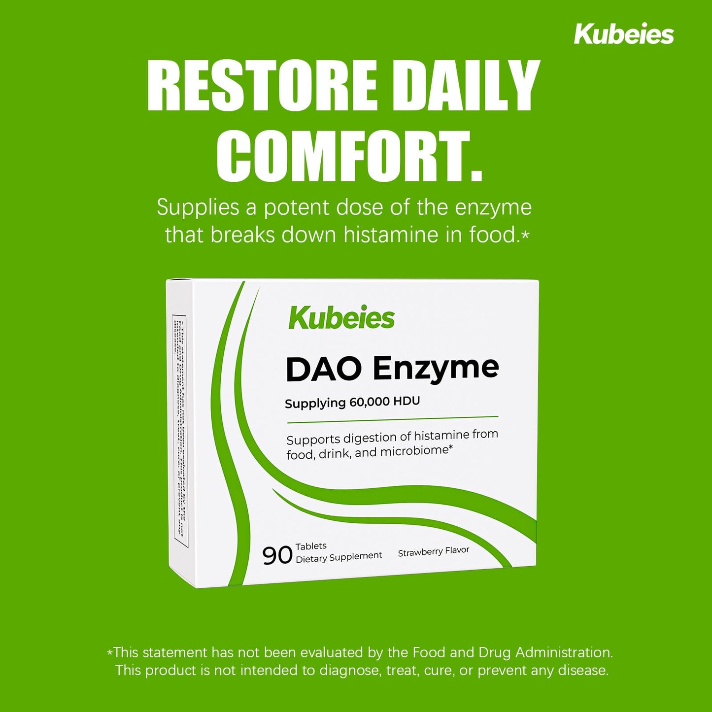 Kubeies DAO Enzyme 60,000 HDU Tablet, 90 Tablets