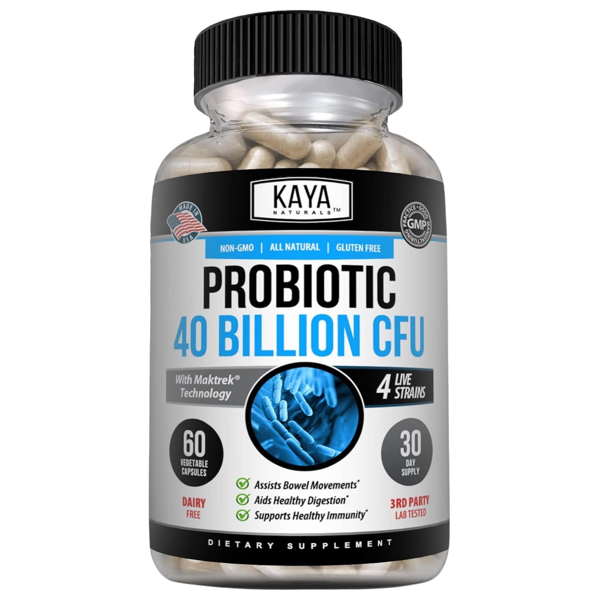Kaya Naturals Probiotic 40 Billion CFU Capsule, 60 Vegetable Capsules