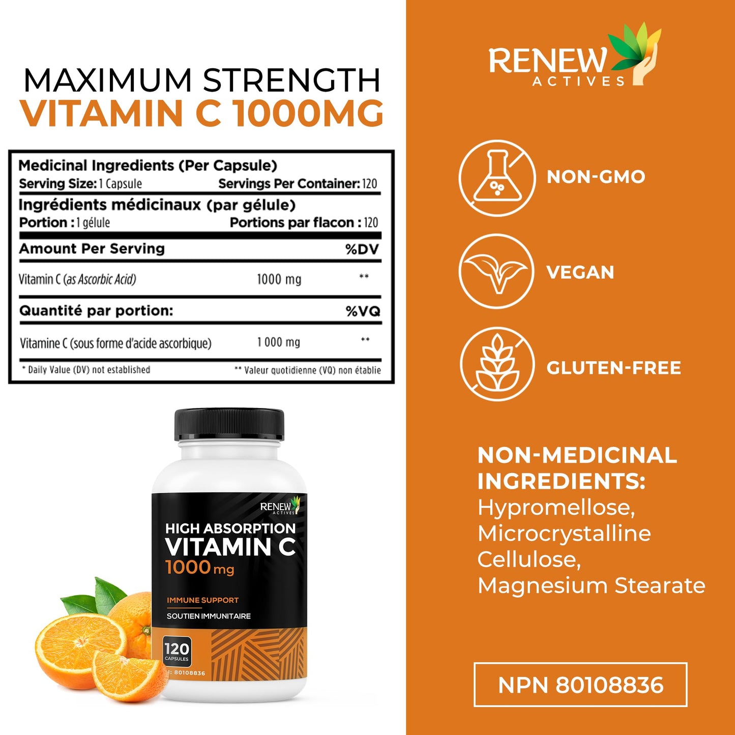 Renew Actives Vitamin C 1000mg Capsules, 120 Count