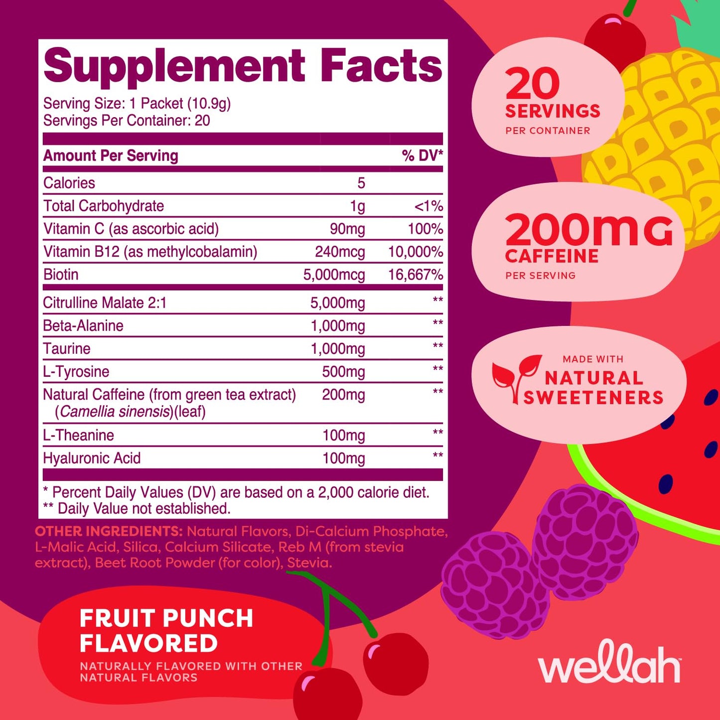 Wellah Get-Going Pre-Workout Stickpacks Powder 7.8 Ounce
