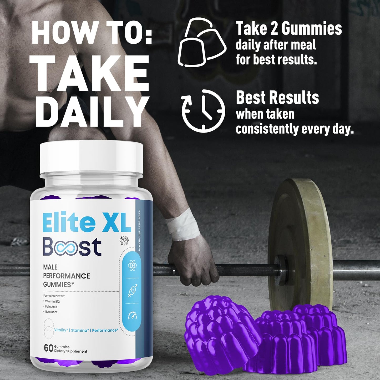 MJO Elite XL Boost Gummies for Men Chewable, 180 Gummies