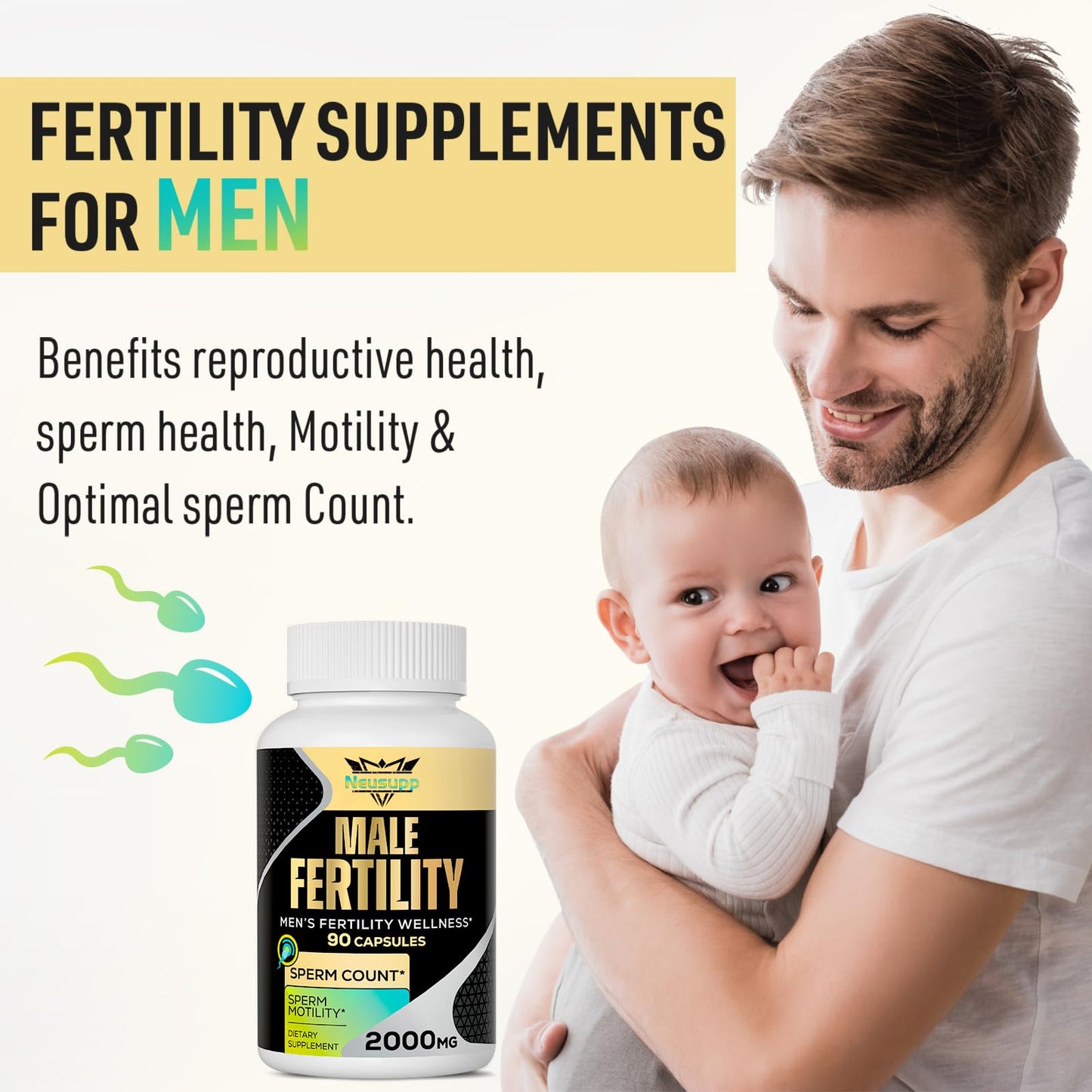 Neusupp Fertility Supplements for Men Sperm Count & Motility Capsule, 90 Count