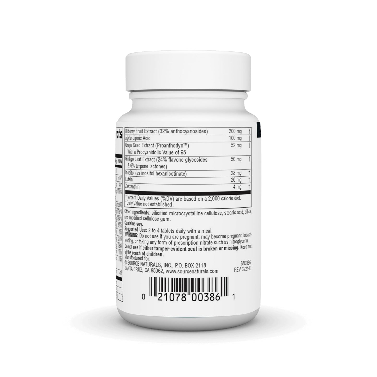 Source Naturals Visual Eyes Dietary Supplement - Multi-Nutrient Complex with Bilberry Extract, Lipoic Acid and Lutein Tablets, 30 Count