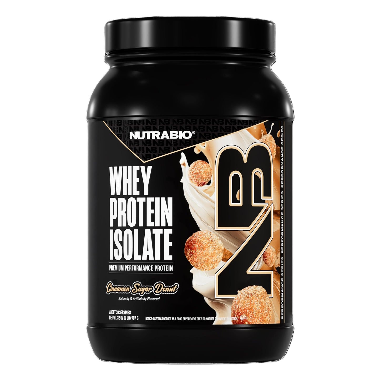 NutraBio 100% Whey Protein Isolate Protein Powder Cinnamon Sugar Donut, 32 Servings