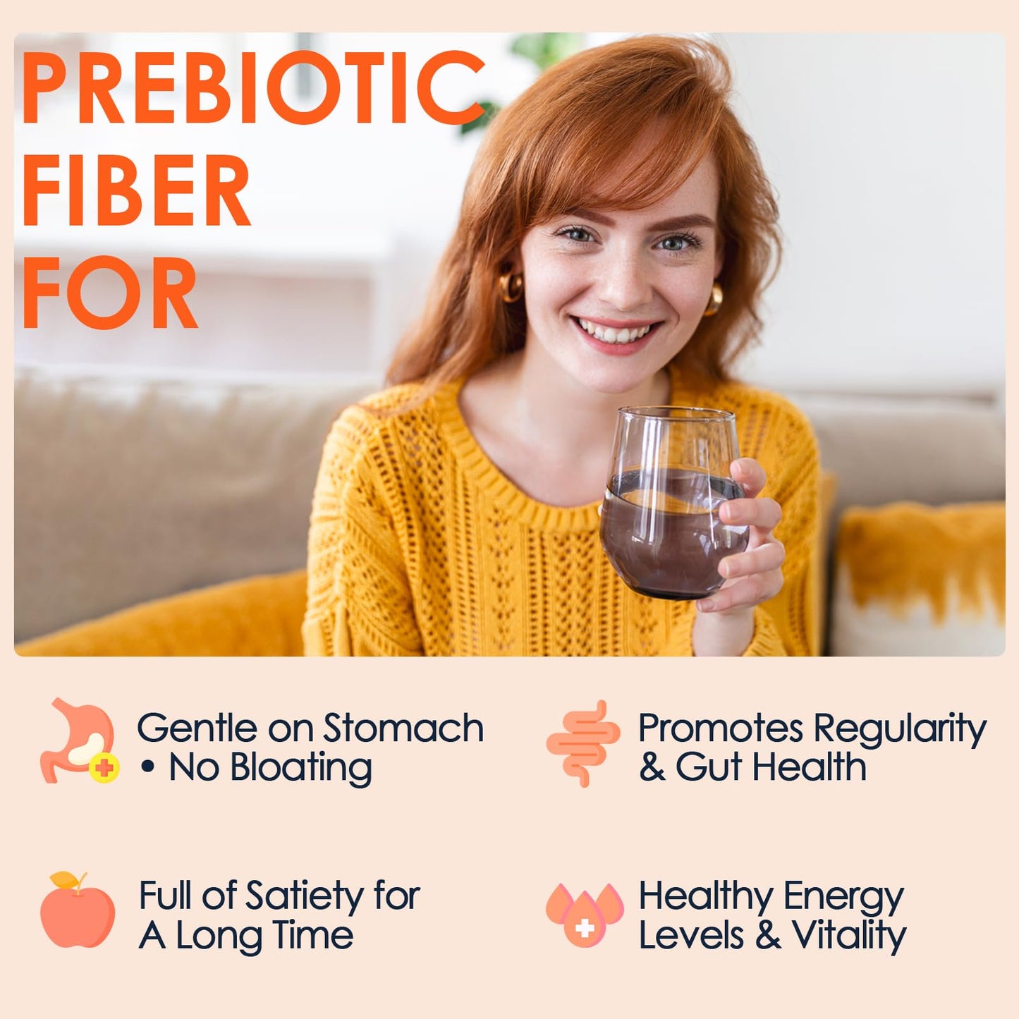 DRFOSTER Prebiotic Fiber Powder Unflavored - Soluble Fiber Supplement with Acacia Fiber & Inulin, 12.35 Ounce