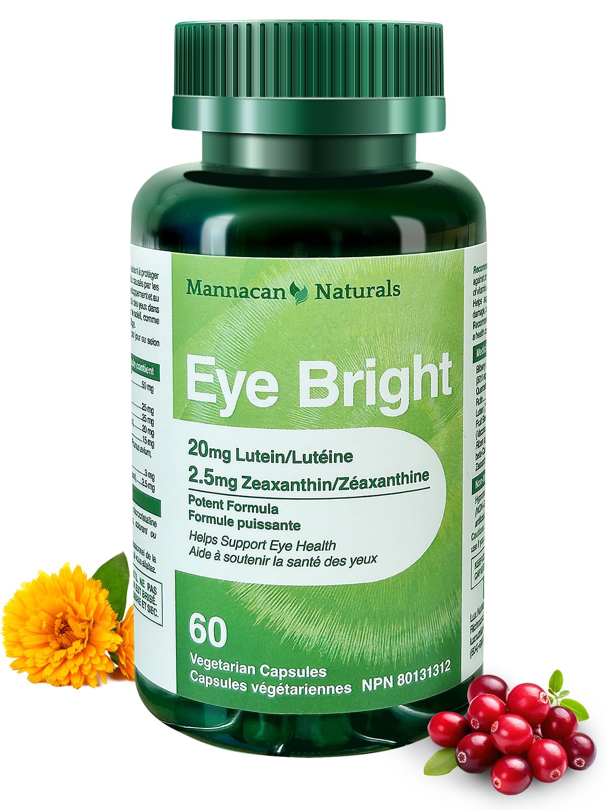 MANNACAN NATURALS Lutein 20mg & Zeaxanthin Eye Health Capsules, 60 Count